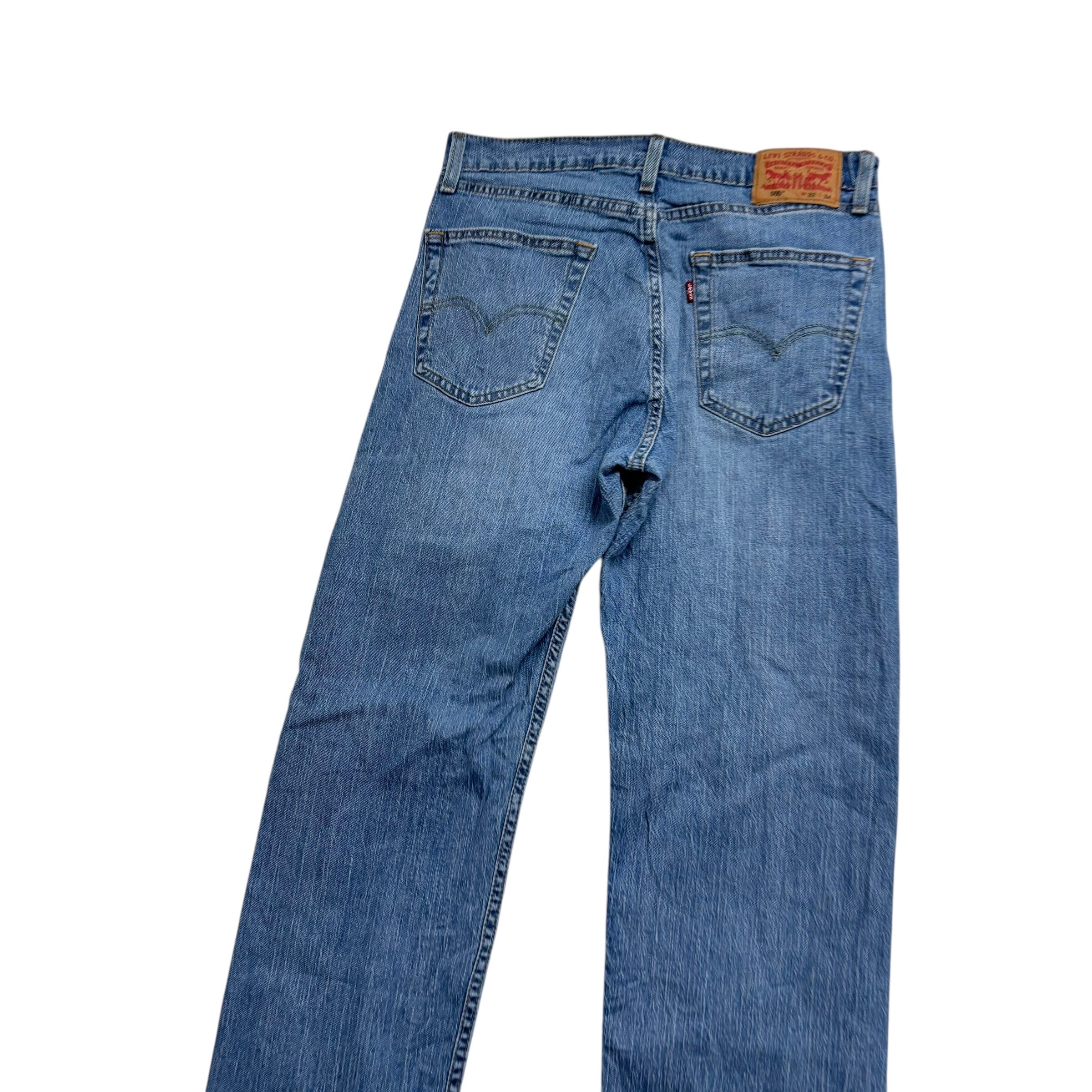 Levis 505 Jeans W32 L34 Mens Mid Blue Regular Straight Fit Stretch Denim (E)