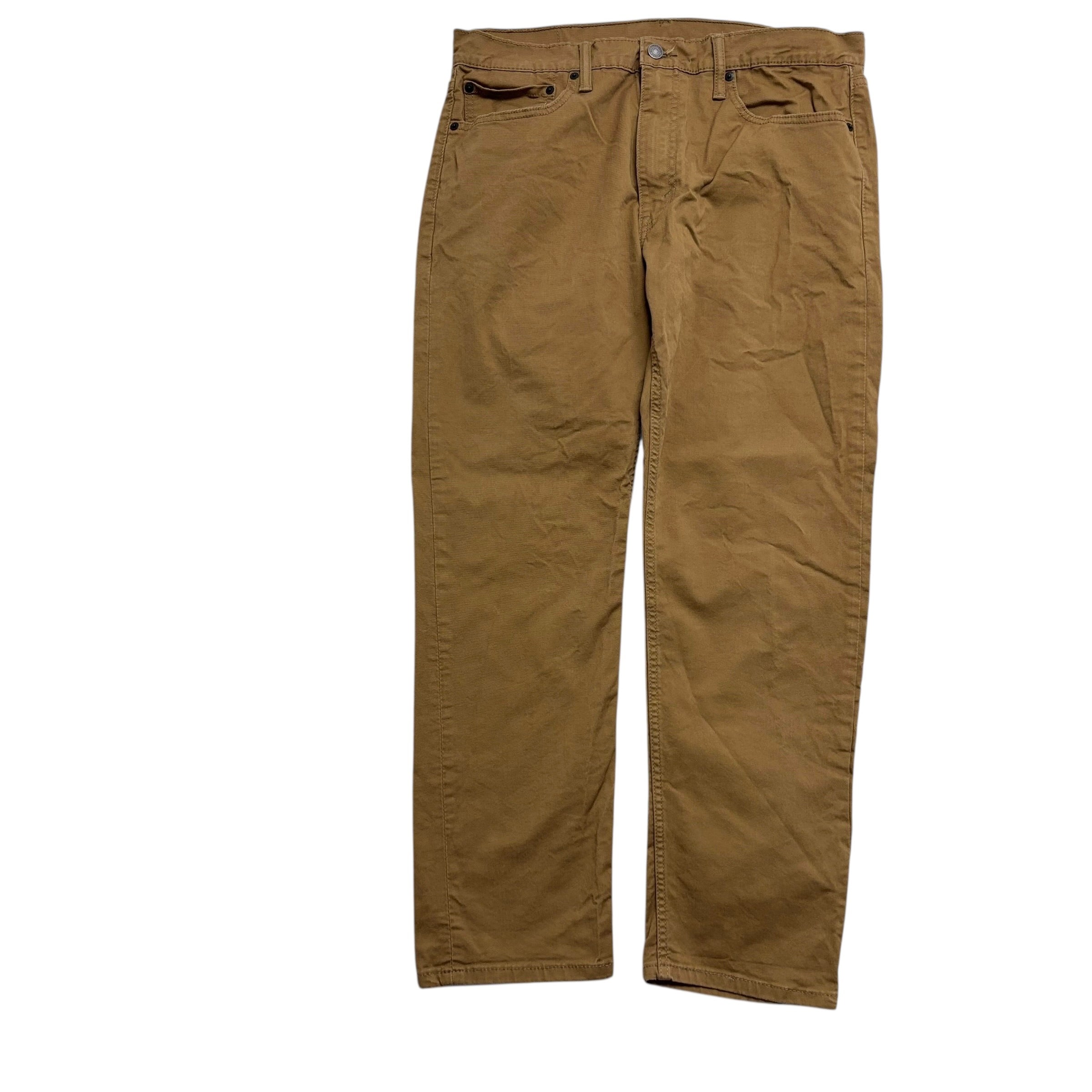 Levis 502 Trousers W36 L28 Mens Tan Regular Tapered Fit Stretch Pants (E)