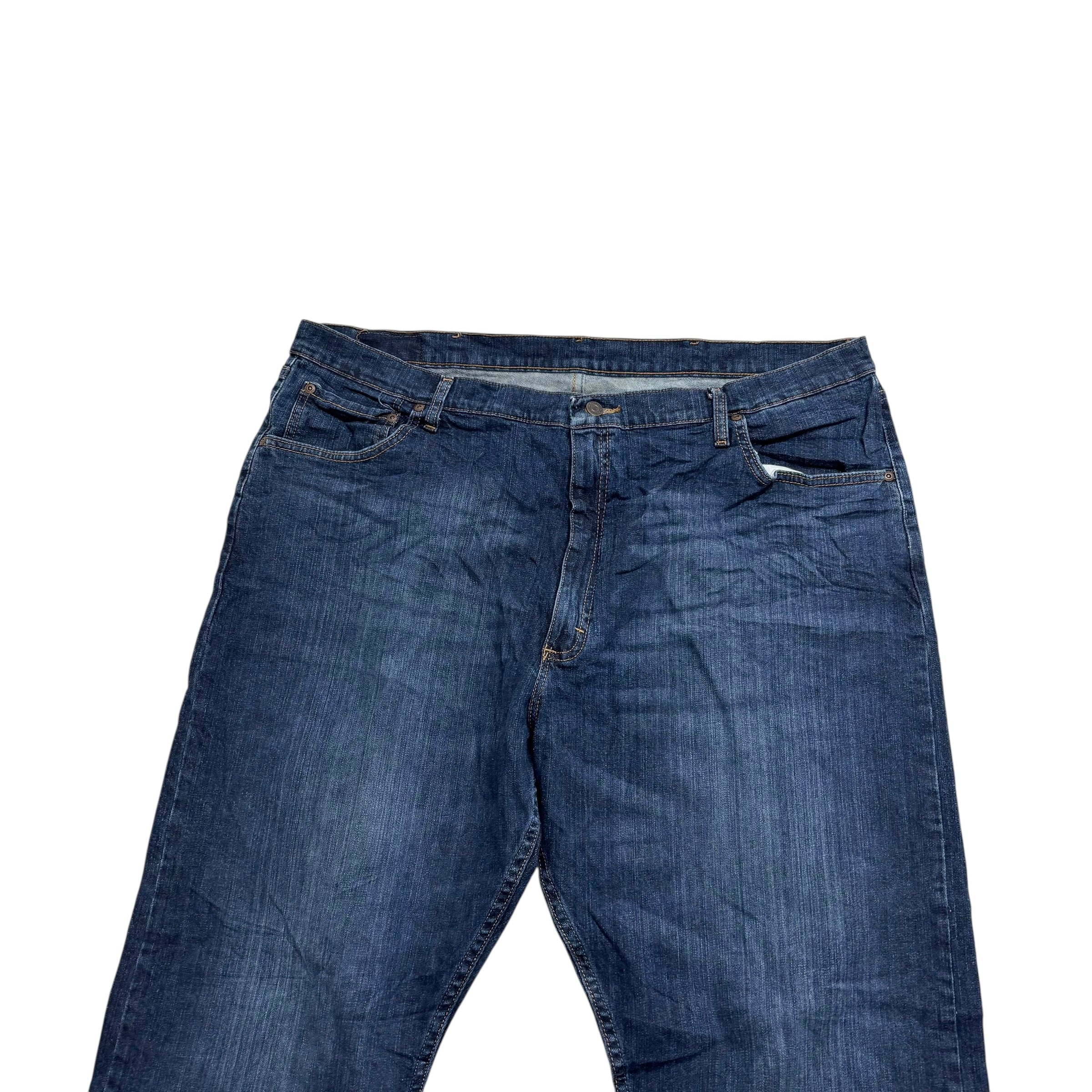 Wrangler Jeans W42 L30 Mens Dark Blue Relaxed Straight Fit Stretch Denim (E)