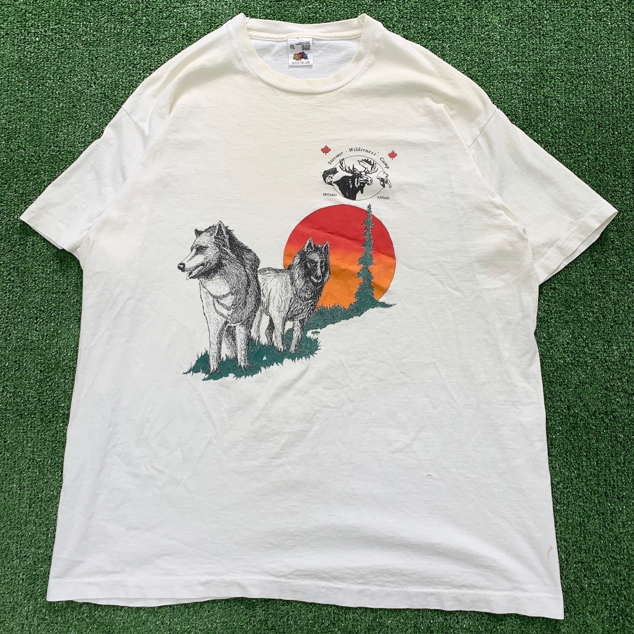 Vintage T Shirt Mens XXL White Single Stitch Graphic Print 90s USA Tourist