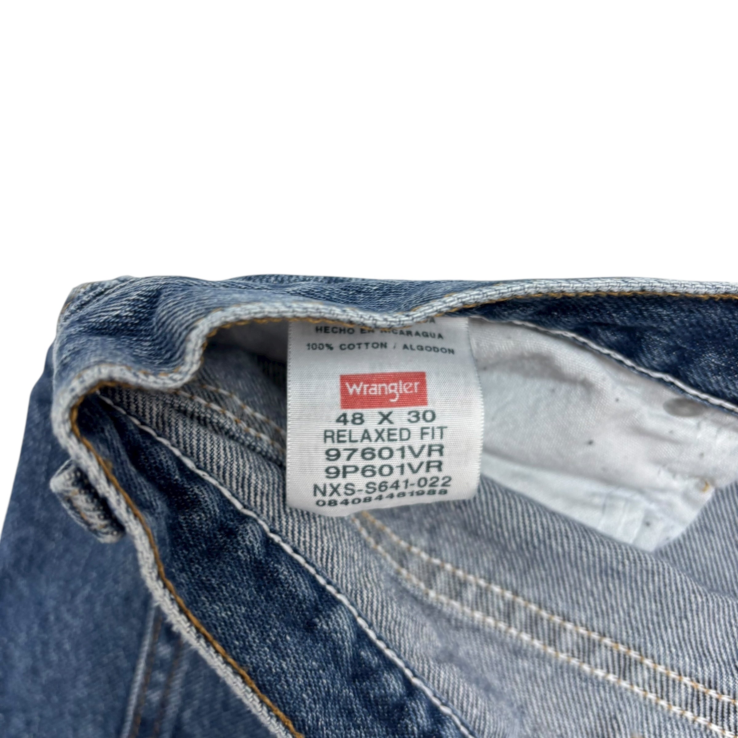 Wrangler Jeans W48 L31 Mens Mid Blue Relaxed Straight Fit Baggy Denim (E)