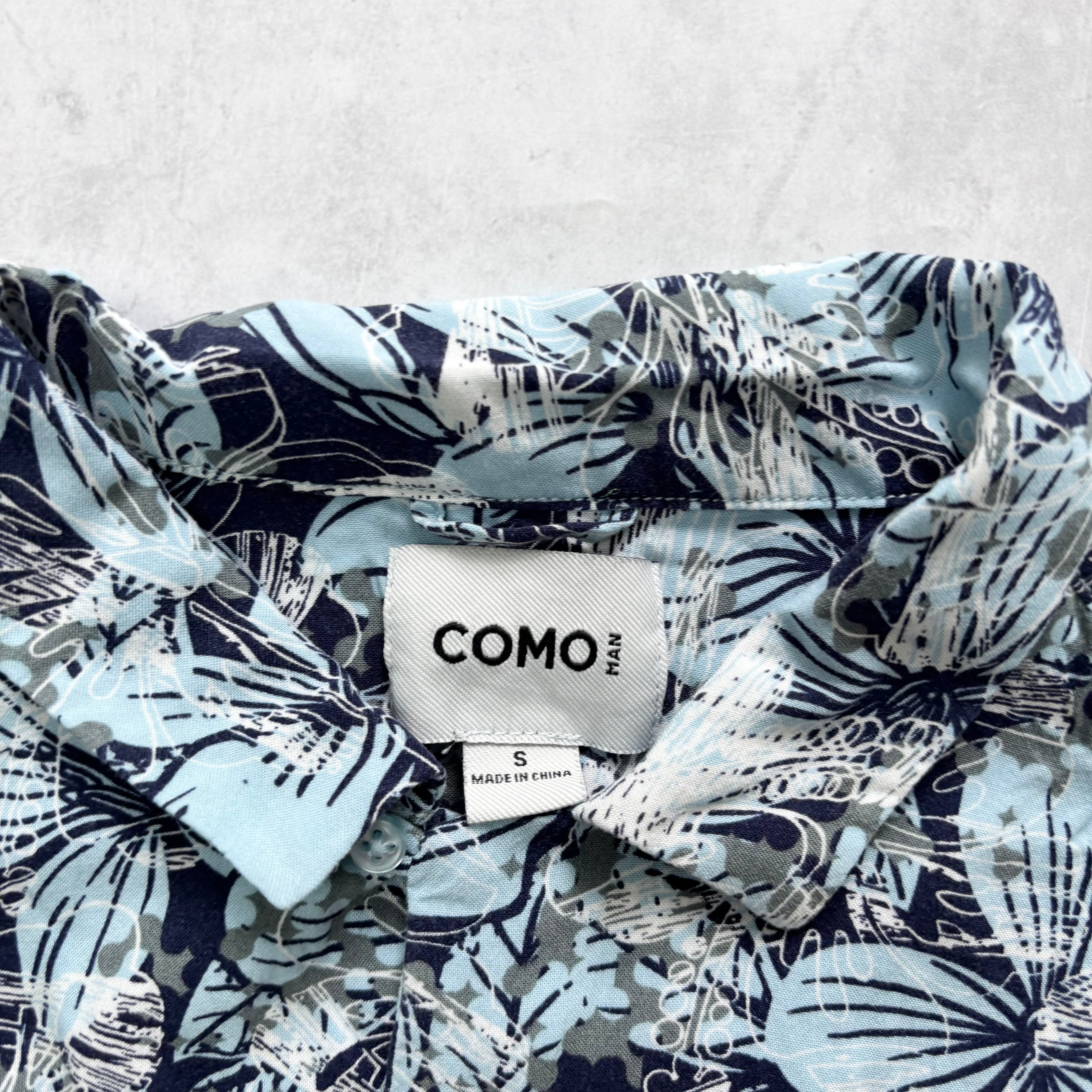 Hawaiian Shirt Mens Small Blue Floral Aloha Short Sleeve Rayon Regular Fit (E)