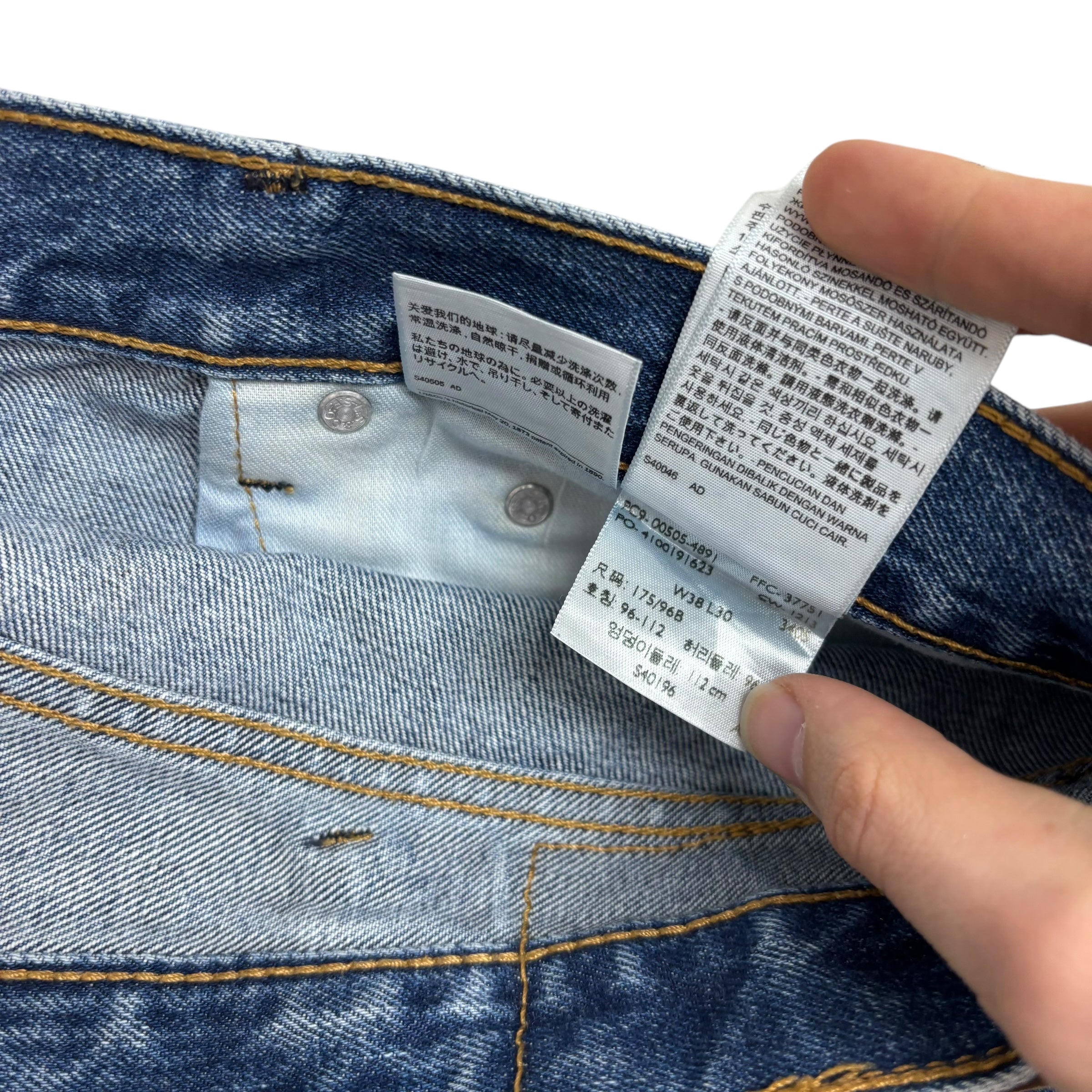 Levis 505 Jeans W38 L30 Mens Mid Blue Regular Straight Fit Denim