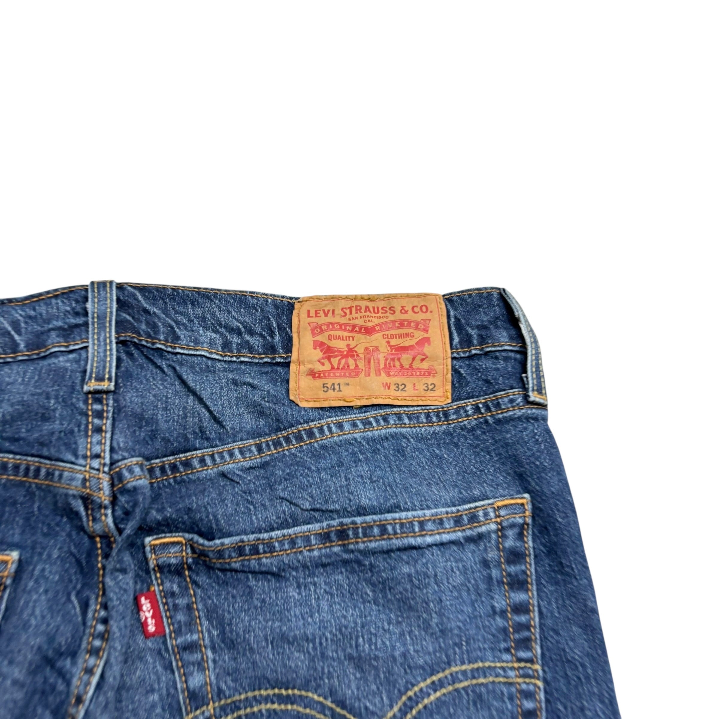 Levis 541 Jeans W32 L32 Mens Mid Blue Athletic Tapered Fit Stretch Denim (F)