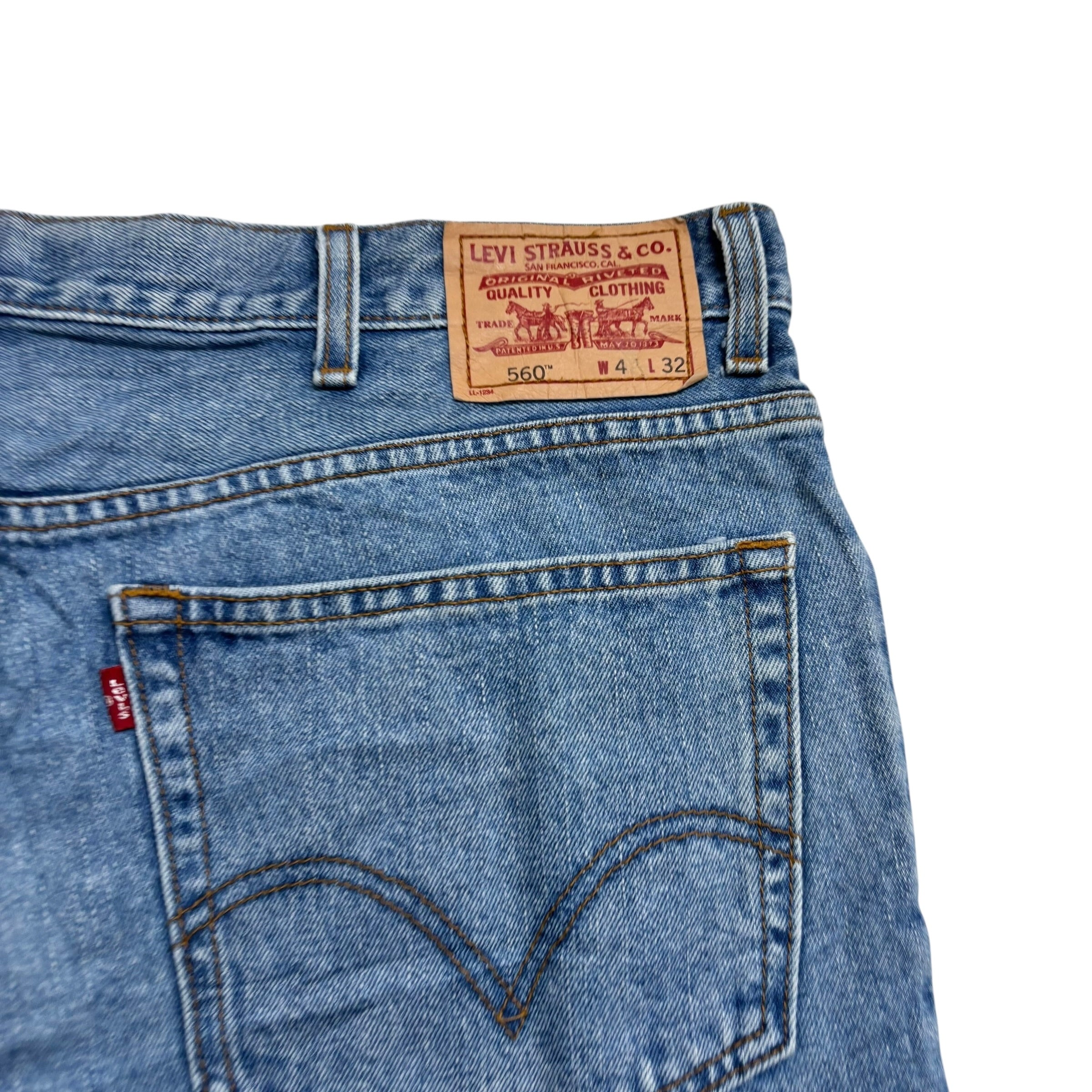 Levis 560 Jeans W42 L30 Mens Light Blue Baggy Relaxed Comfort Vintage Denim (E)