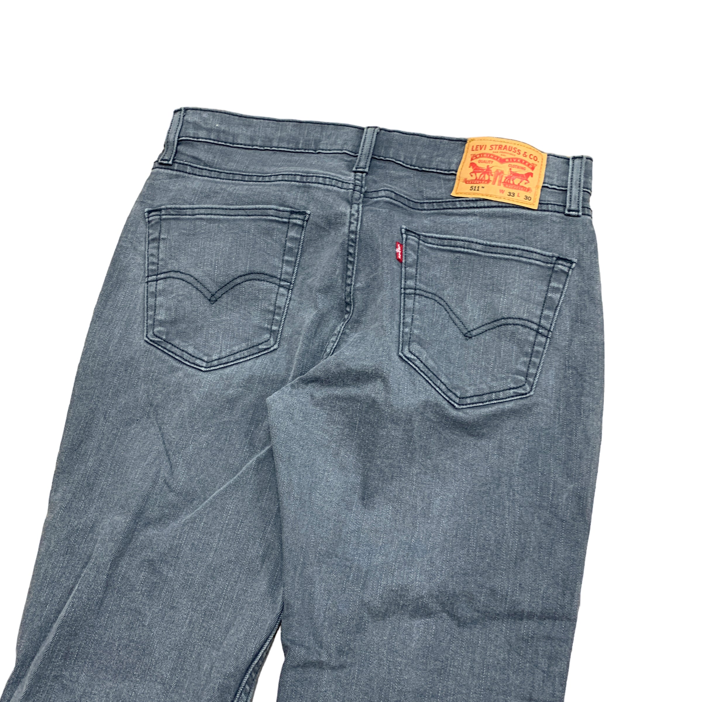 Levis 511 Jeans W33 L30 Mens Grey Slim Fit Stretch Denim