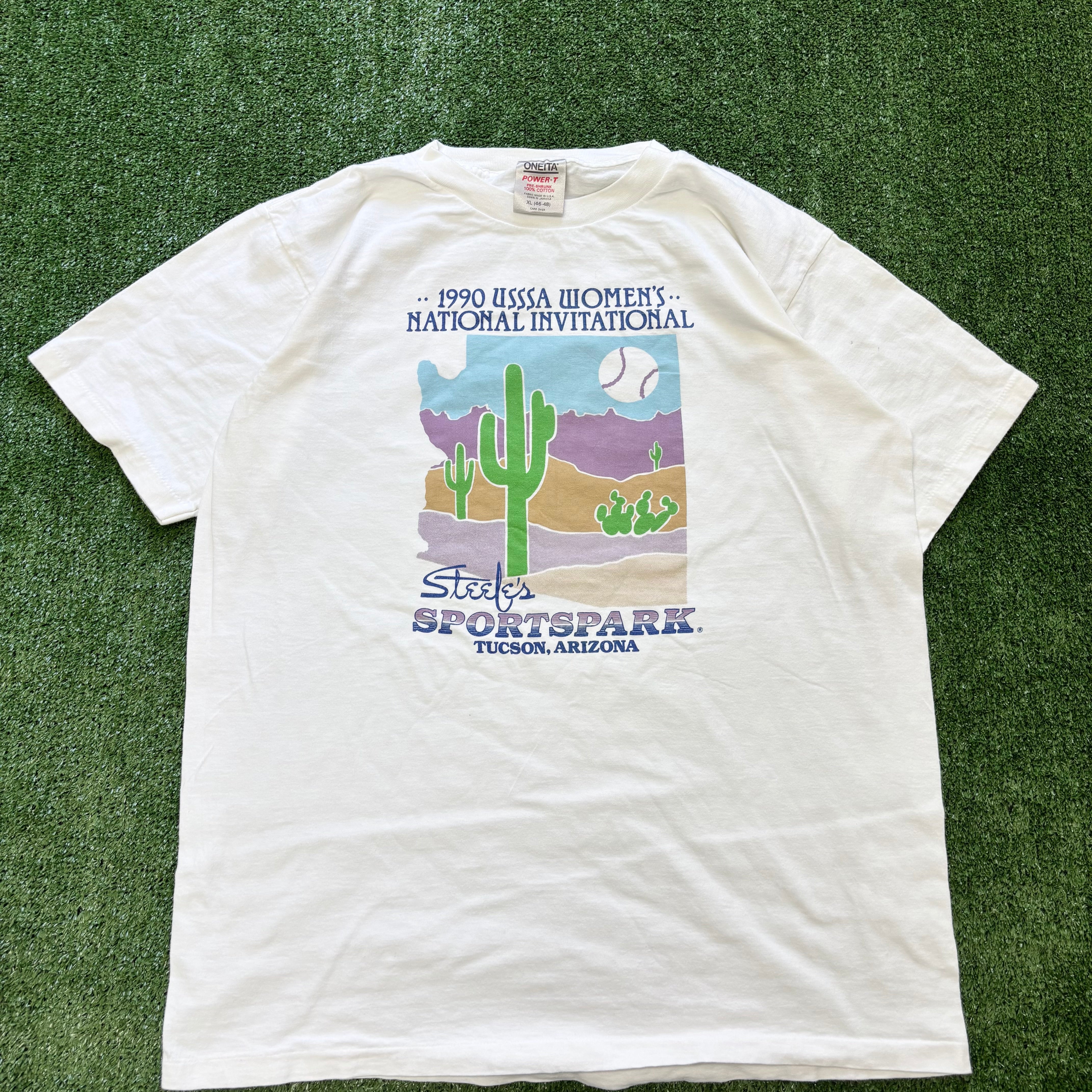 Vintage T Shirt Mens Large White Single Stitch Graphic Print 90s USA (E)