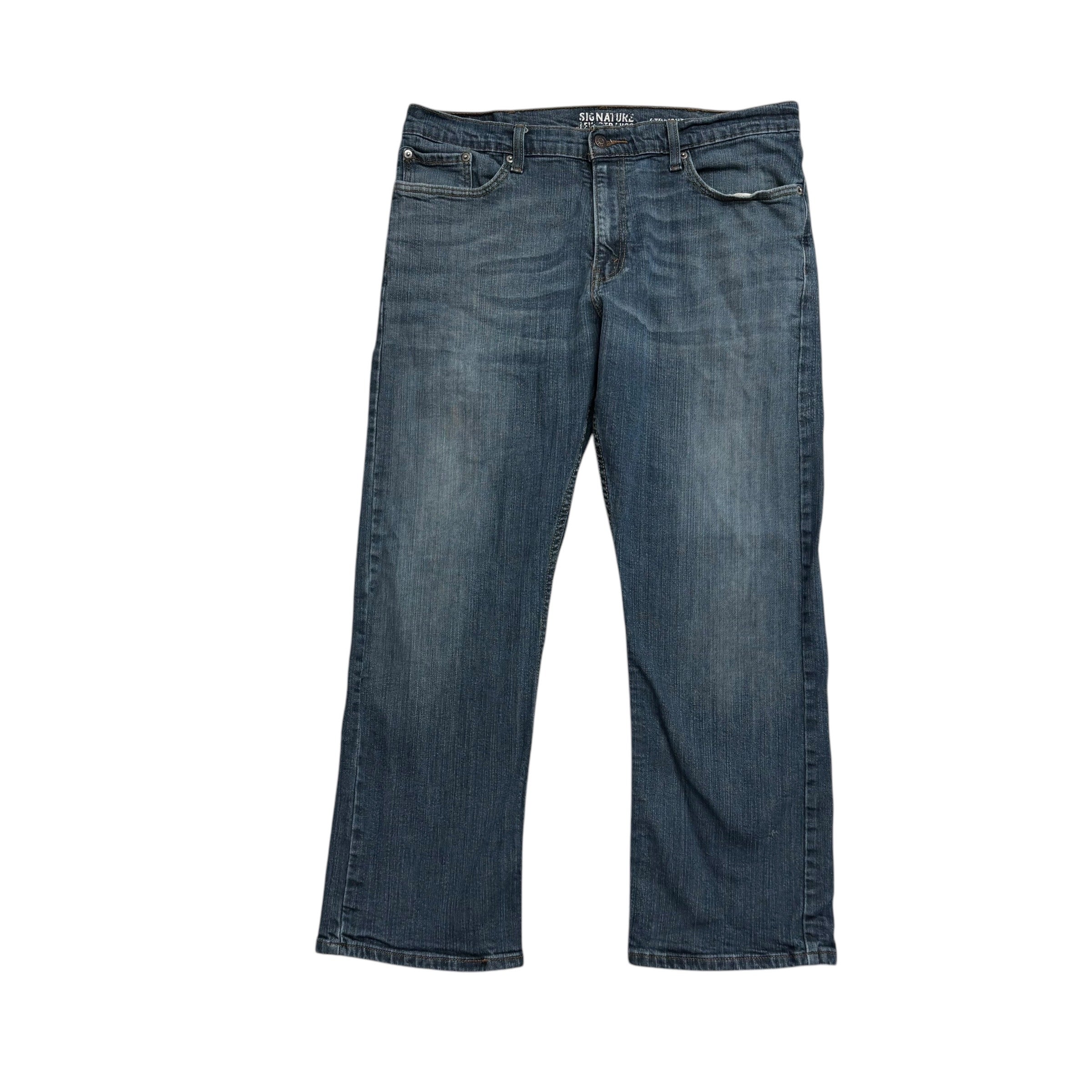 Levis Signature Jeans W36 L29 Mens Dark Blue Regular Straight Fit Stretch Denim