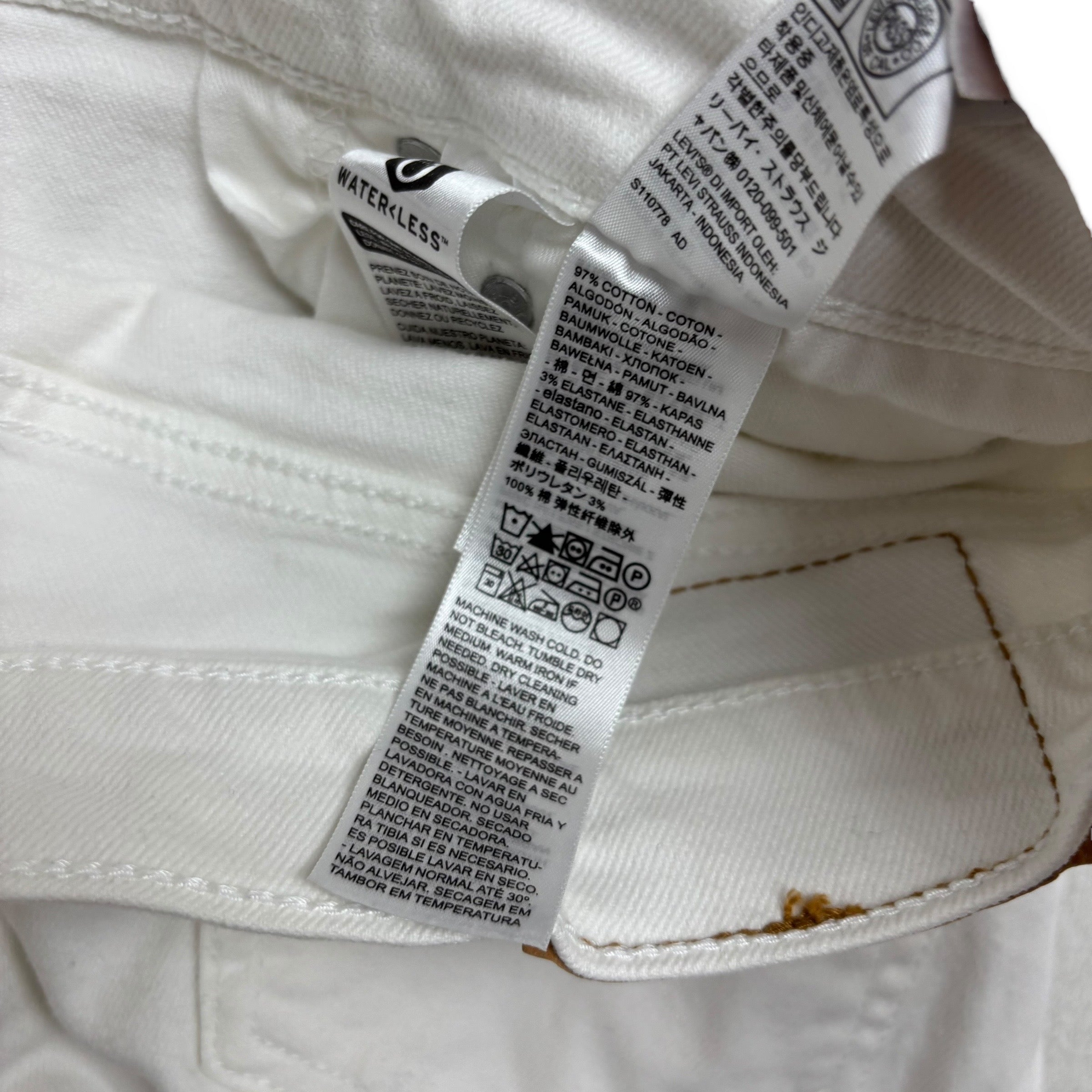 Levis 511 Jeans W33 L30 Mens White Slim Fit Stretch Denim