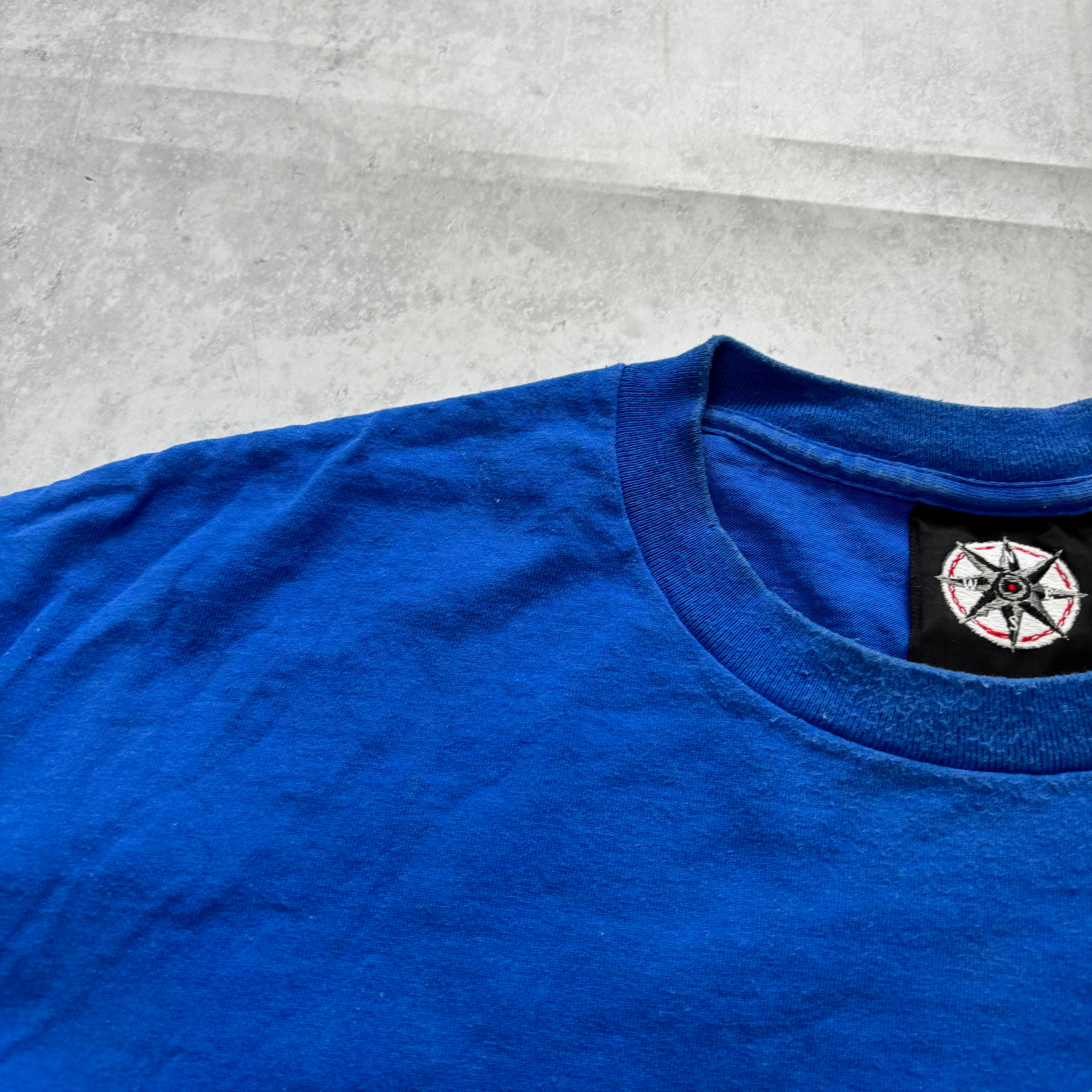 Vintage T Shirt Mens XL Blue Single Stitch Graphic Print 90s Ski Pocket
