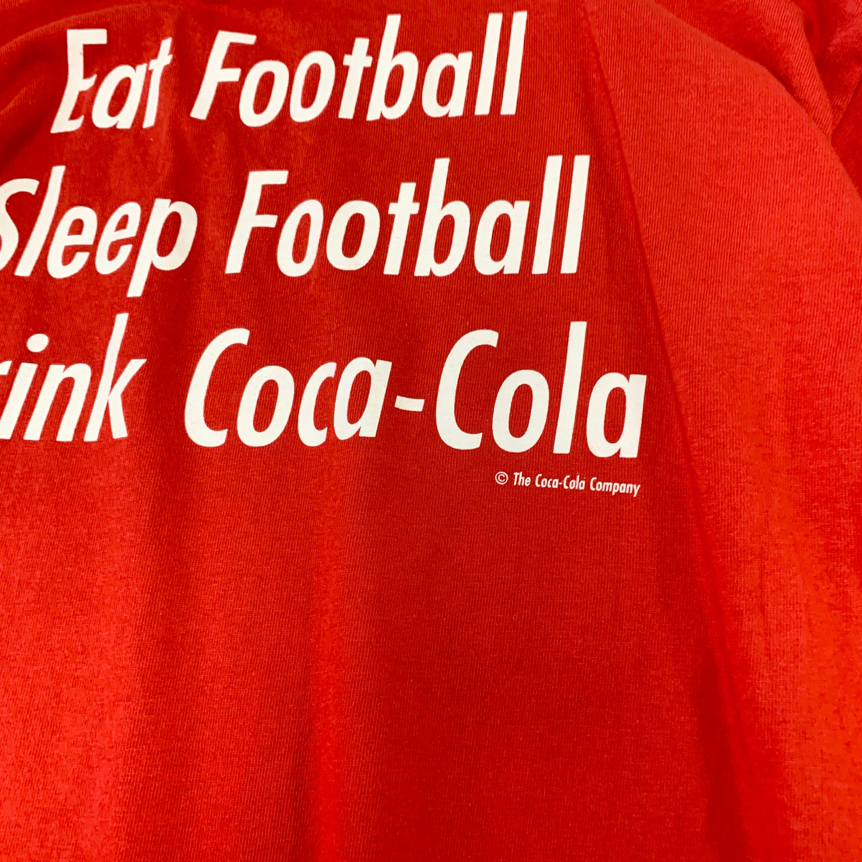 Vintage T Shirt Mens Large Red Single Stitch Graphic 90s Euros Football Coca Cola