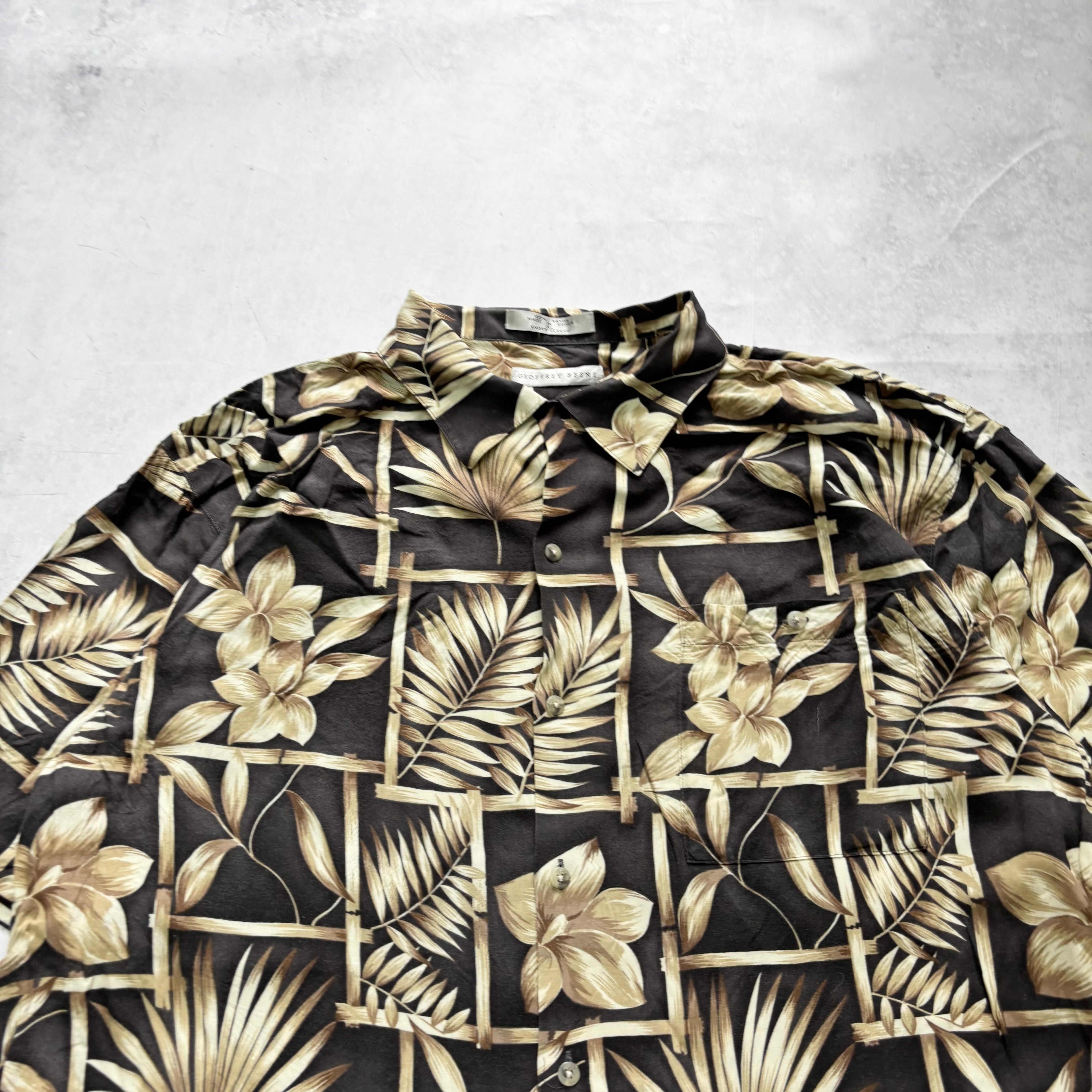 Vintage Hawaiian Shirt Mens XL Black Floral Aloha Short Sleeve Rayon