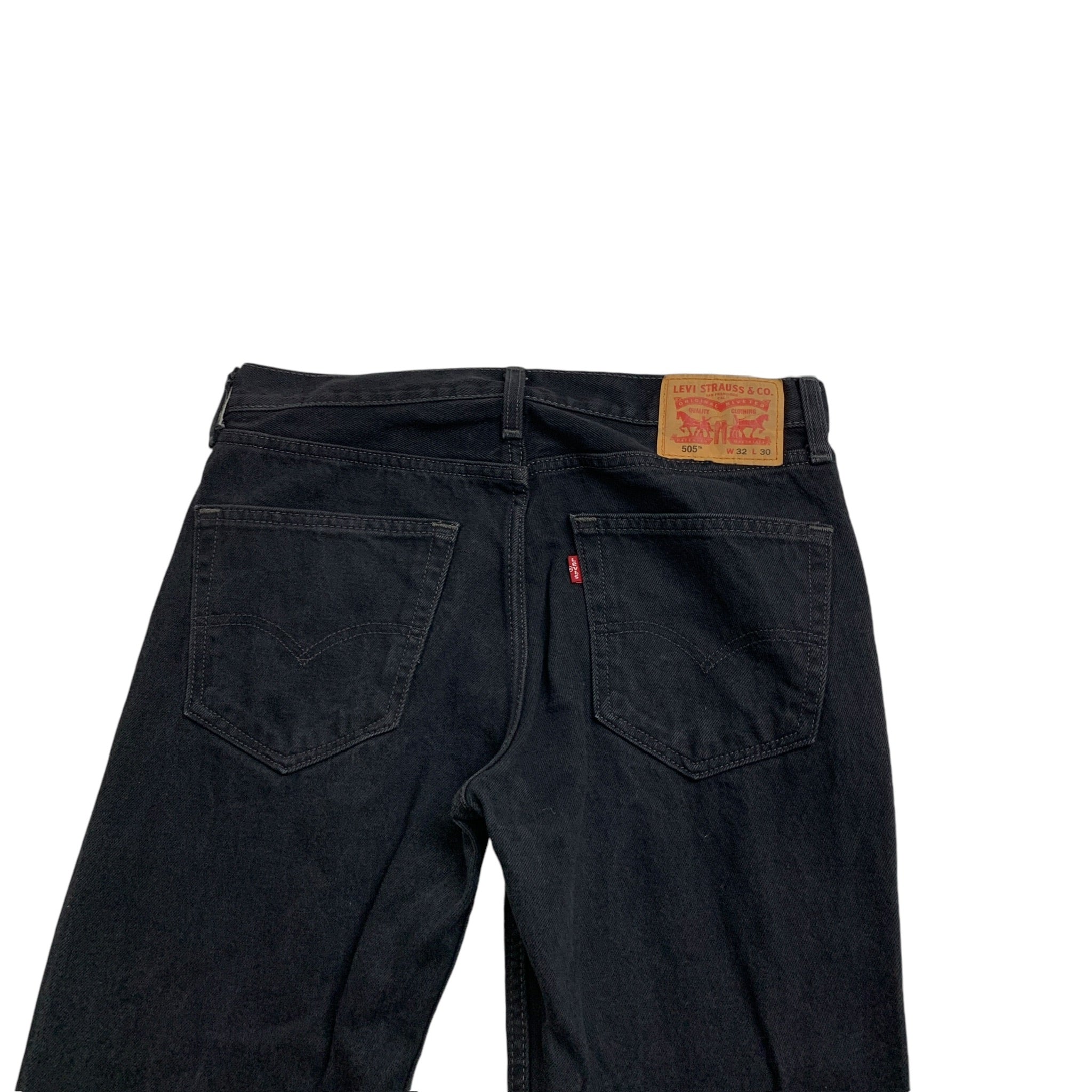 Levis 505 Jeans W32 L30 Mens Black Regular Straight Fit Denim