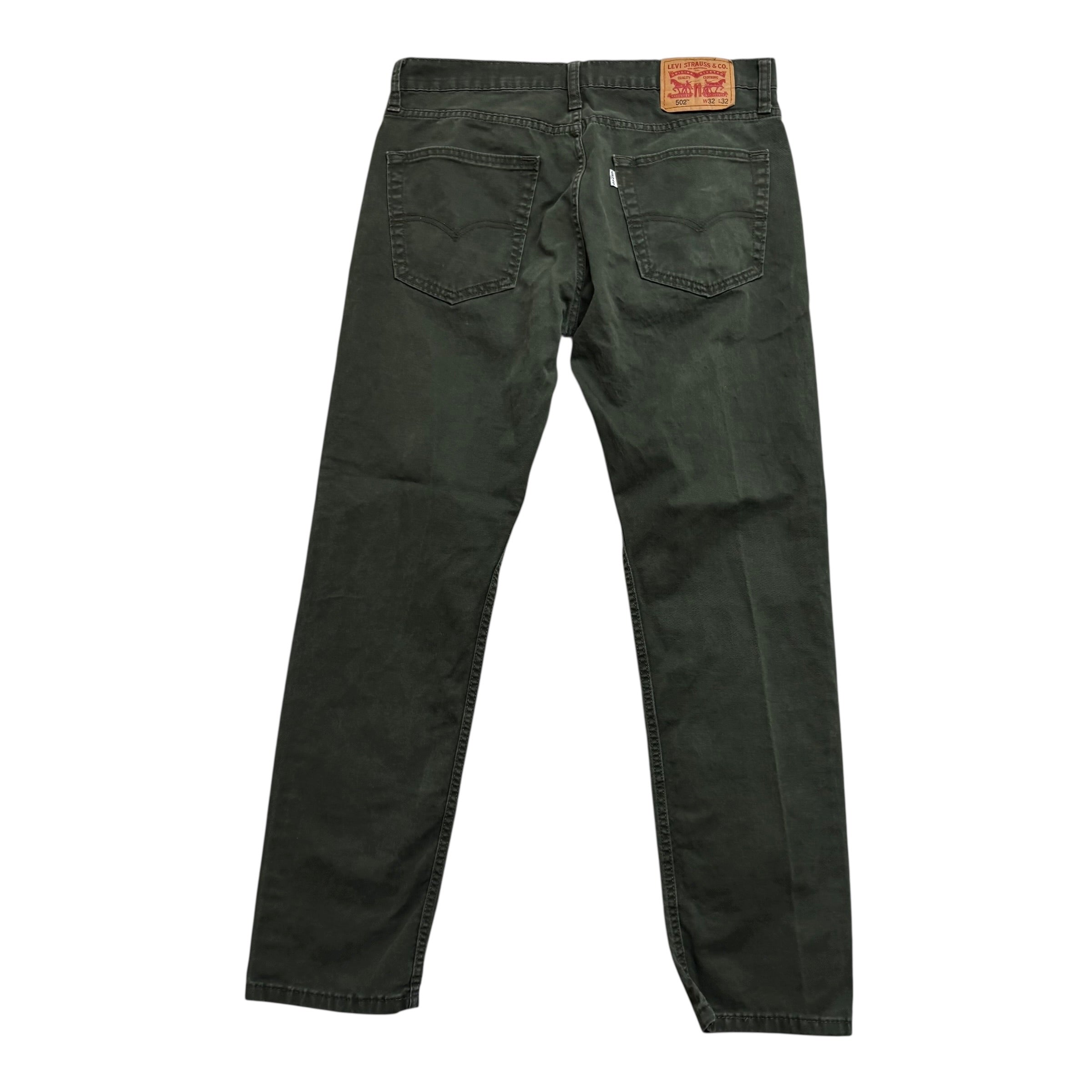 Levis 502 Trousers W32 L30 Mens Green Regular Tapered Fit Stretch Pants