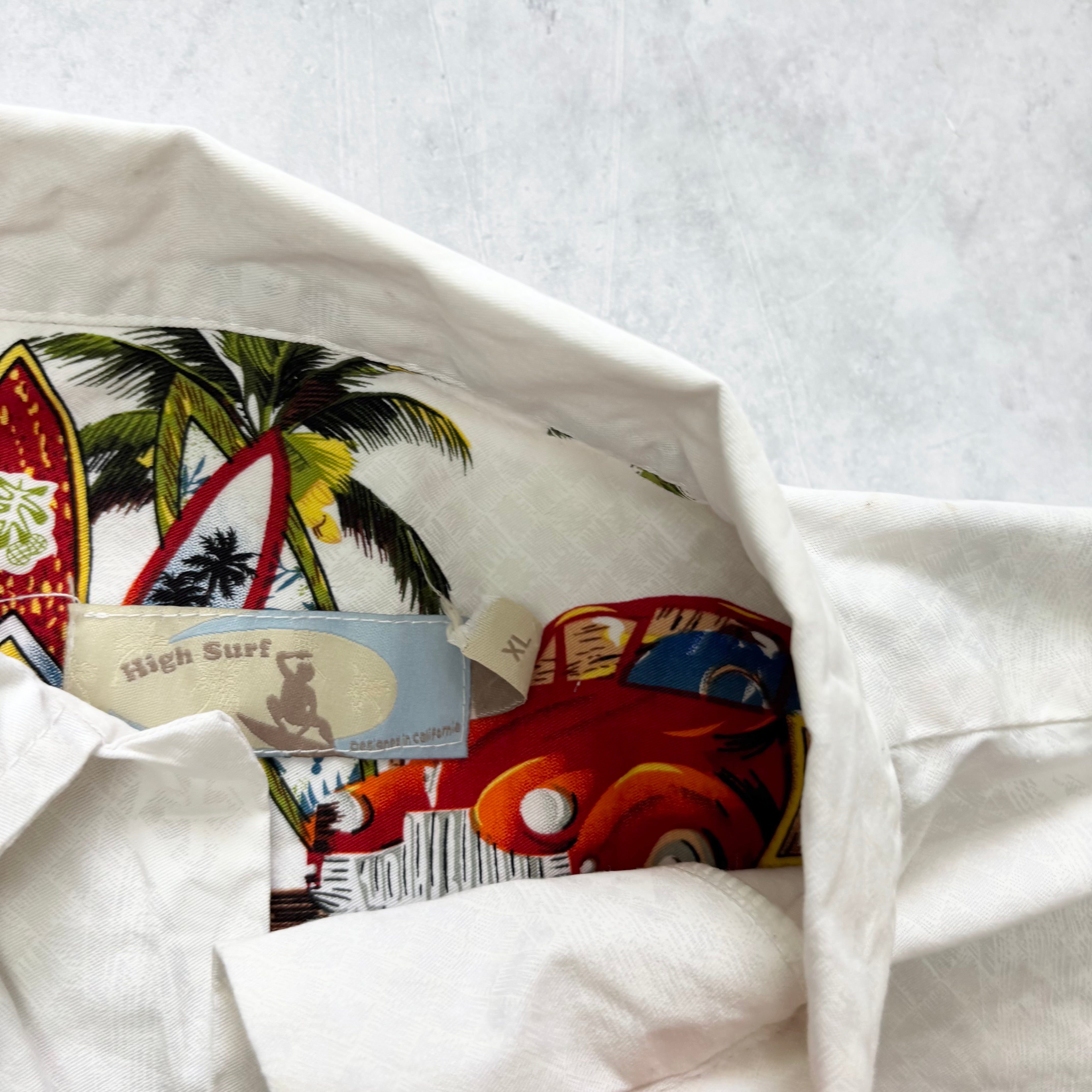 Vintage Hawaiian Shirt Mens XL White Floral Aloha Short Sleeve Cotton (F)