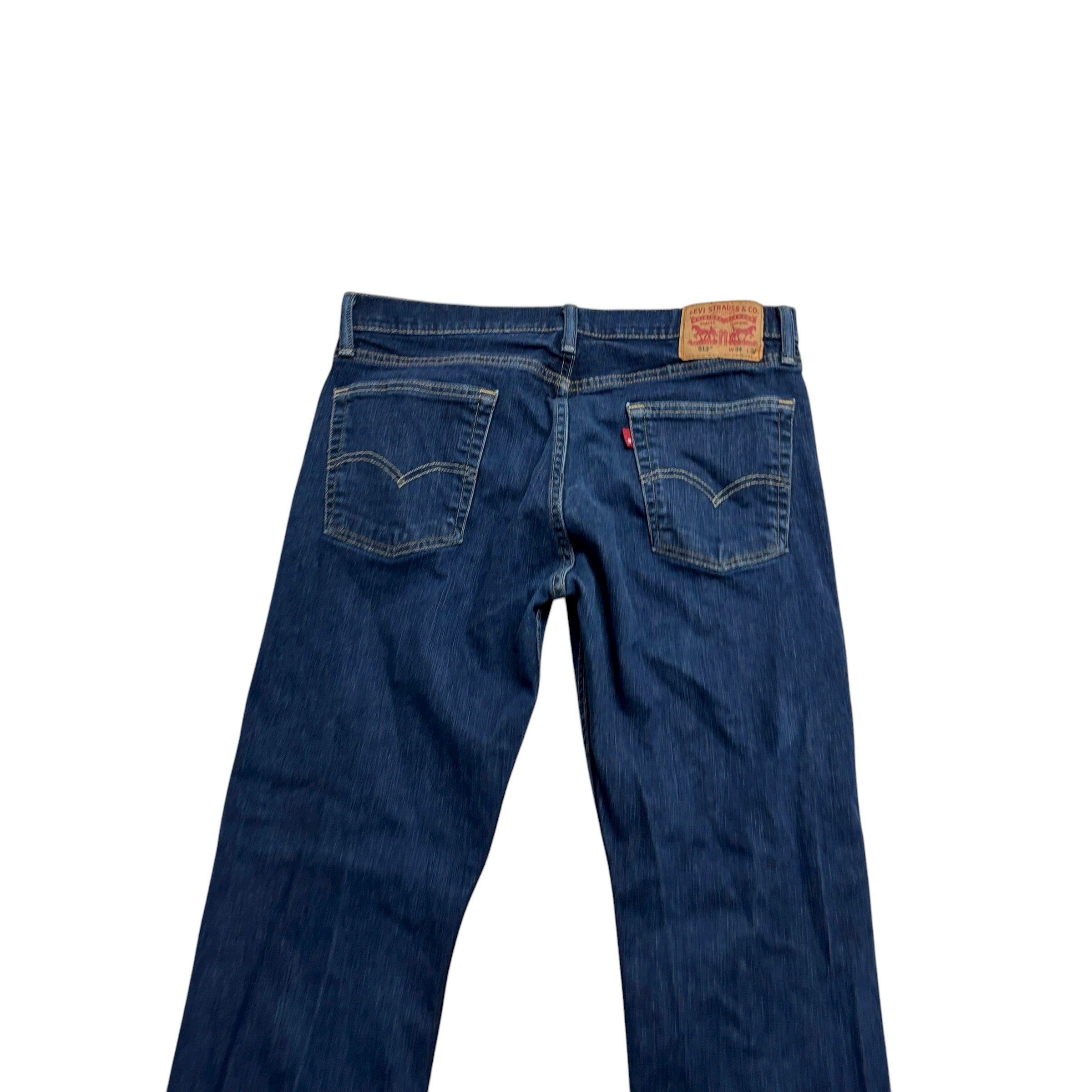 Levis 513 Jeans W34 L31 Mens Dark Blue Slim Straight Fit Stretch Denim (E)