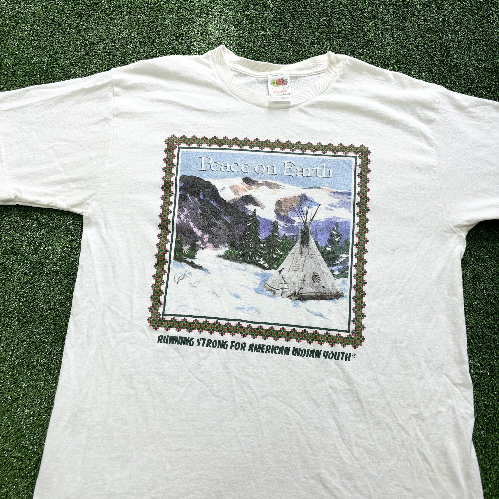 Vintage T Shirt Mens Large White Graphic Print 90s USA