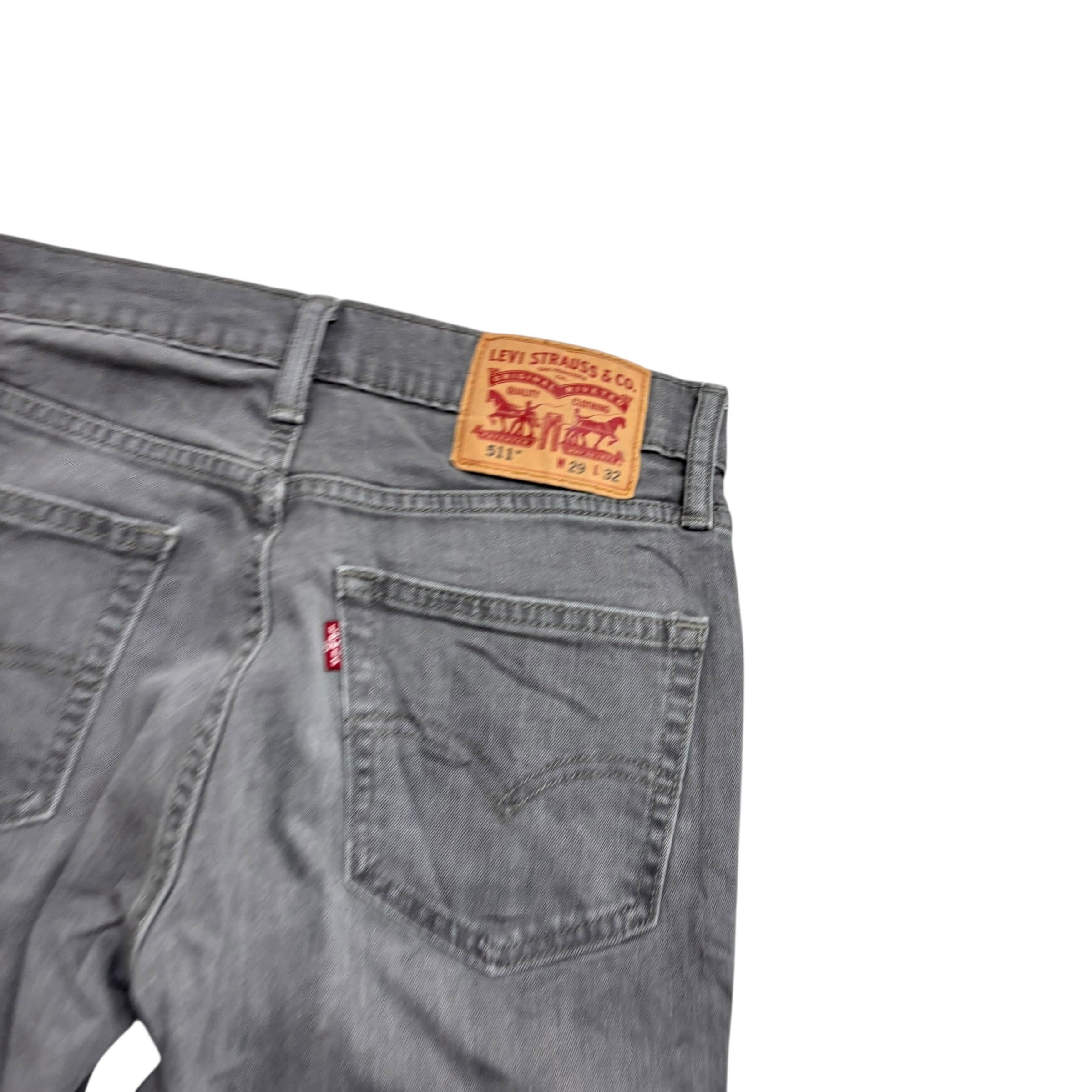 Levis 511 Jeans W28 L32 Mens Grey Slim Fit Stretch Denim (F)