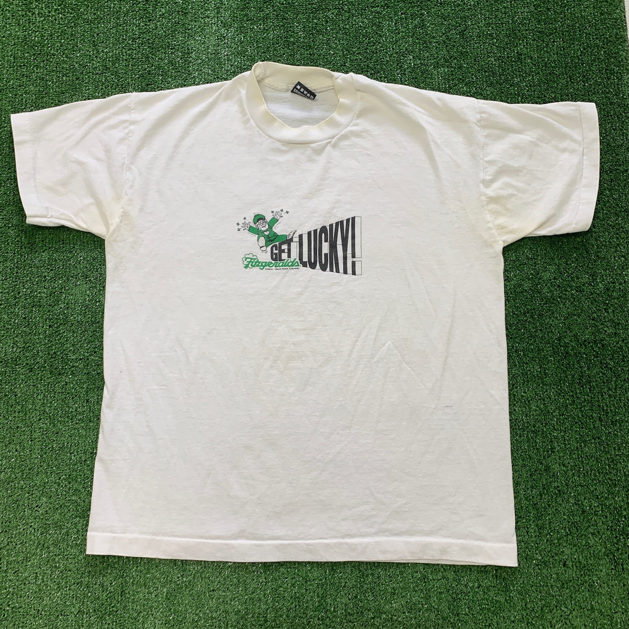 Vintage T Shirt Mens Medium White Single Stitch Graphic Print 90s USA