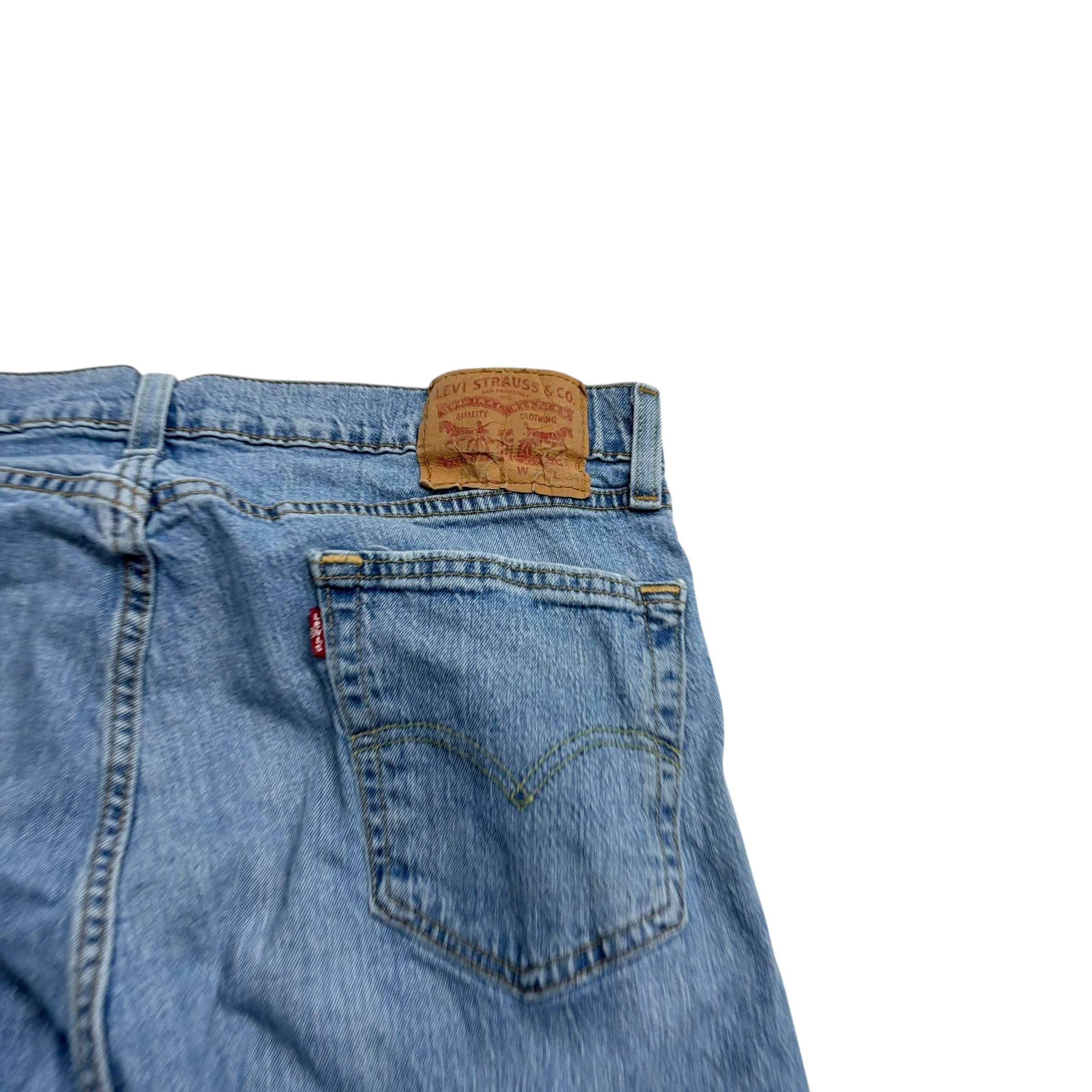 Levis 505 Jeans W34 L34 Mens Light Blue Regular Straight Fit Stretch Denim (F)