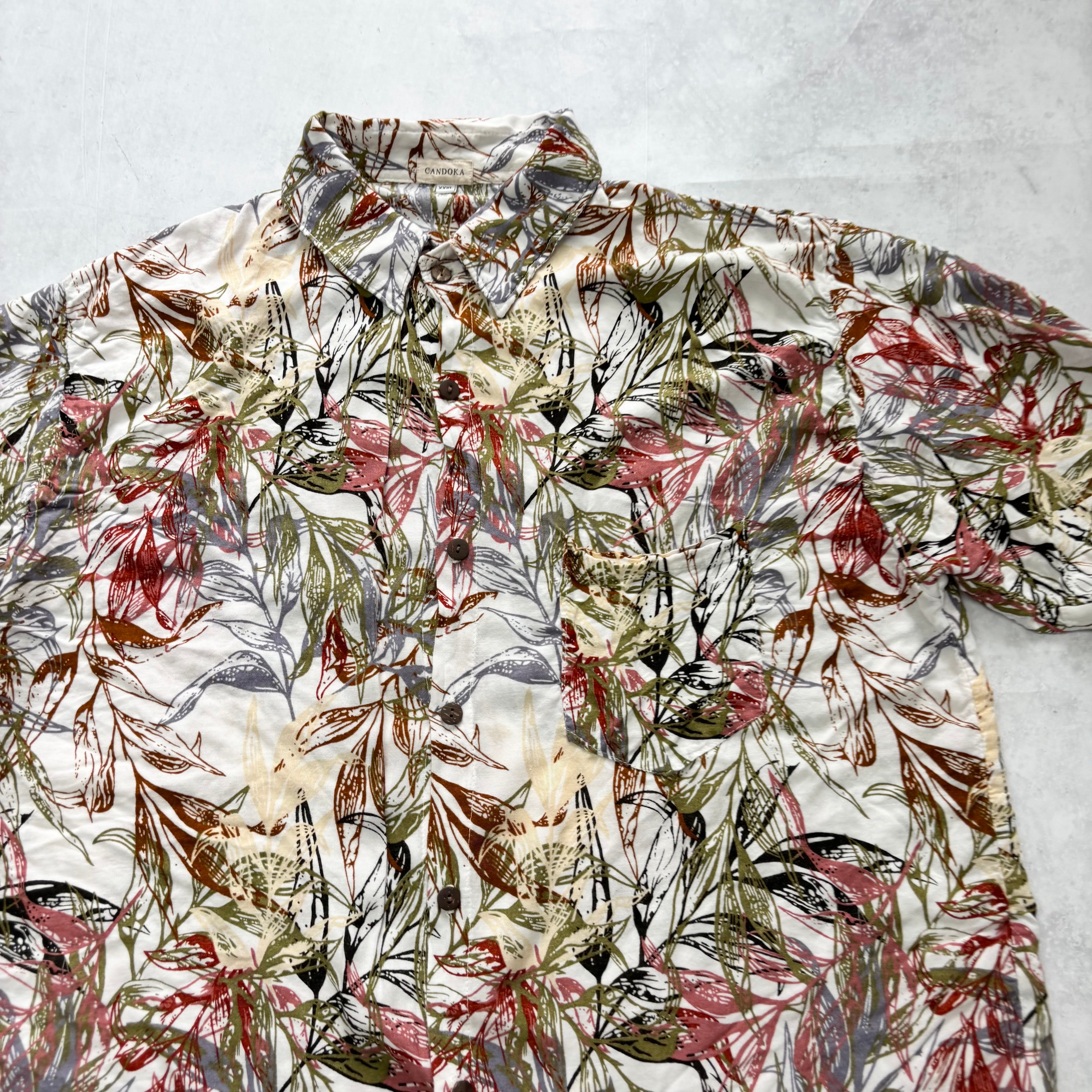 Vintage Hawaiian Shirt Mens Large White Aloha Floral Short Sleeve Rayon (E)