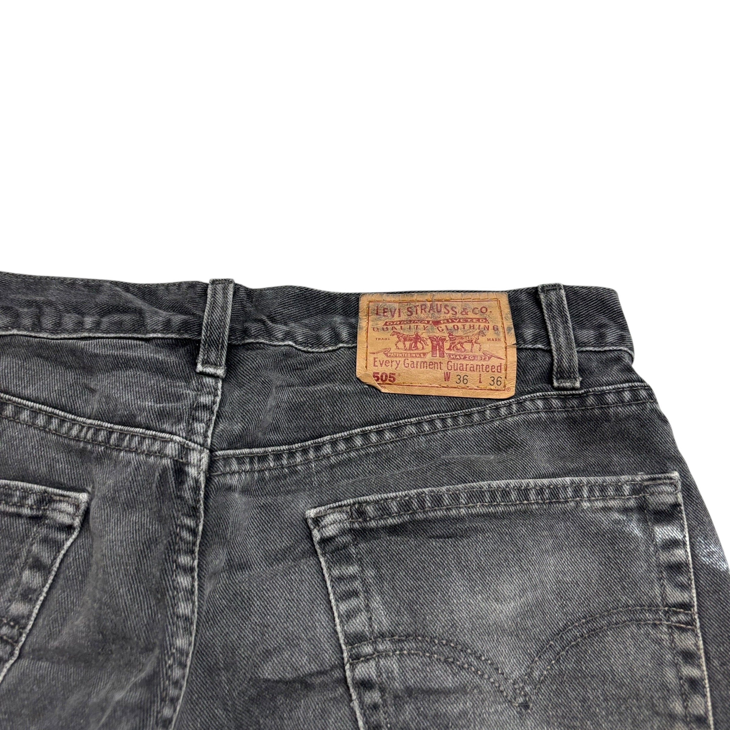 Levis 505 Jeans W36 L36 Mens Black Regular Straight Fit Vintage Denim (F)