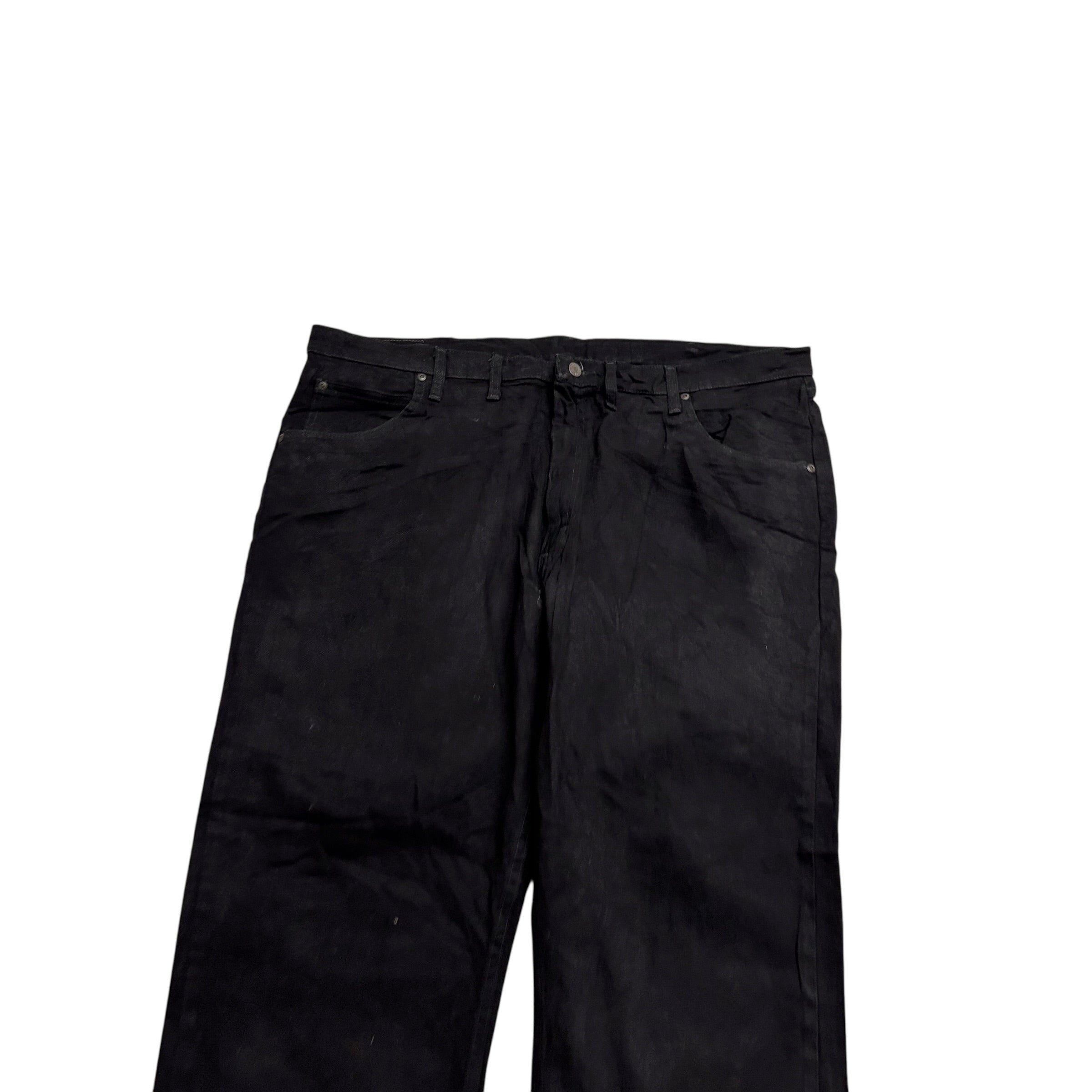 Wrangler Jeans W44 L31 Mens Black Relaxed Straight Fit Stretch Denim (E)