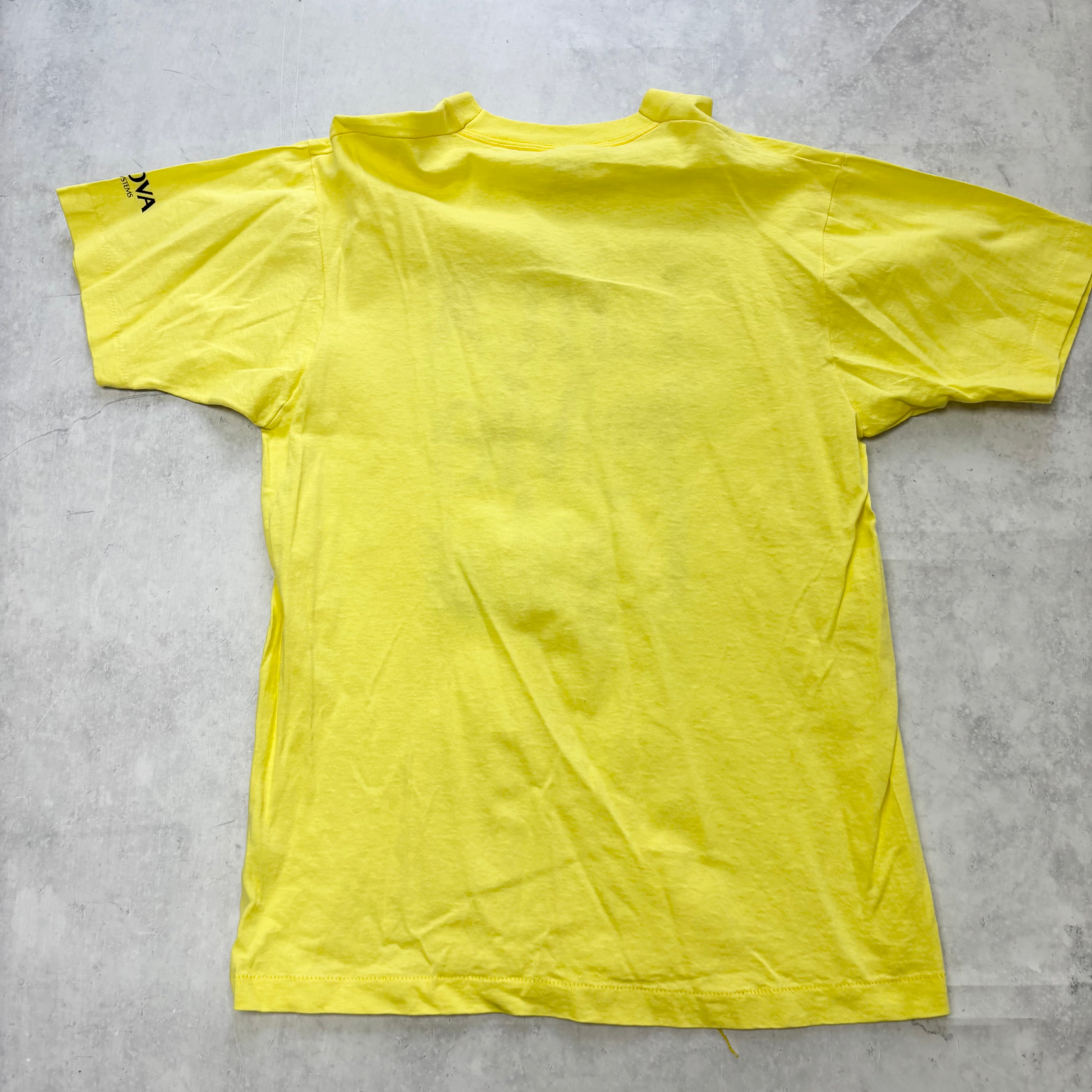 Vintage T Shirt Mens Large Yellow Single Stitch Graphic Print 90s USA (E)