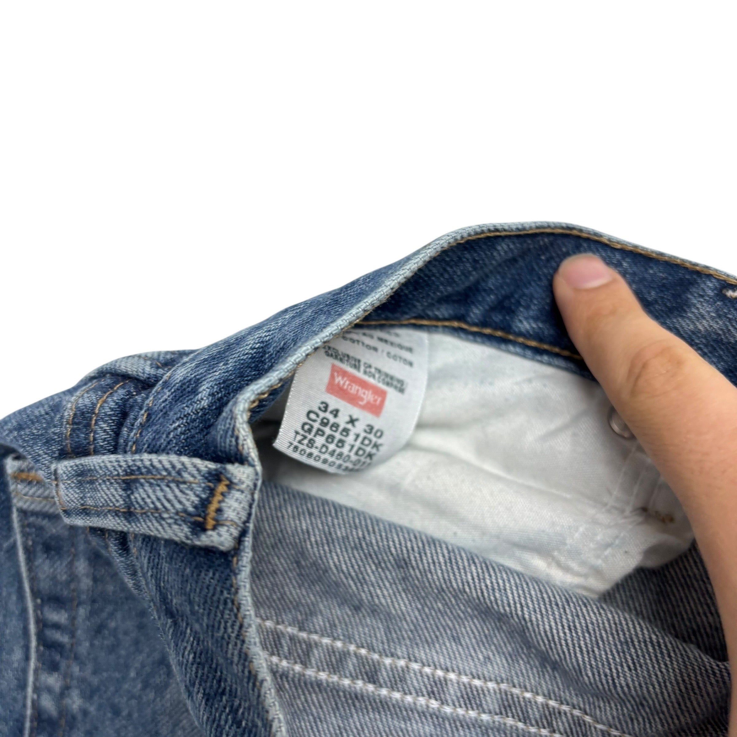 Wrangler Jeans W34 L30 Mens Mid Blue Regular Straight Fit Denim (F)
