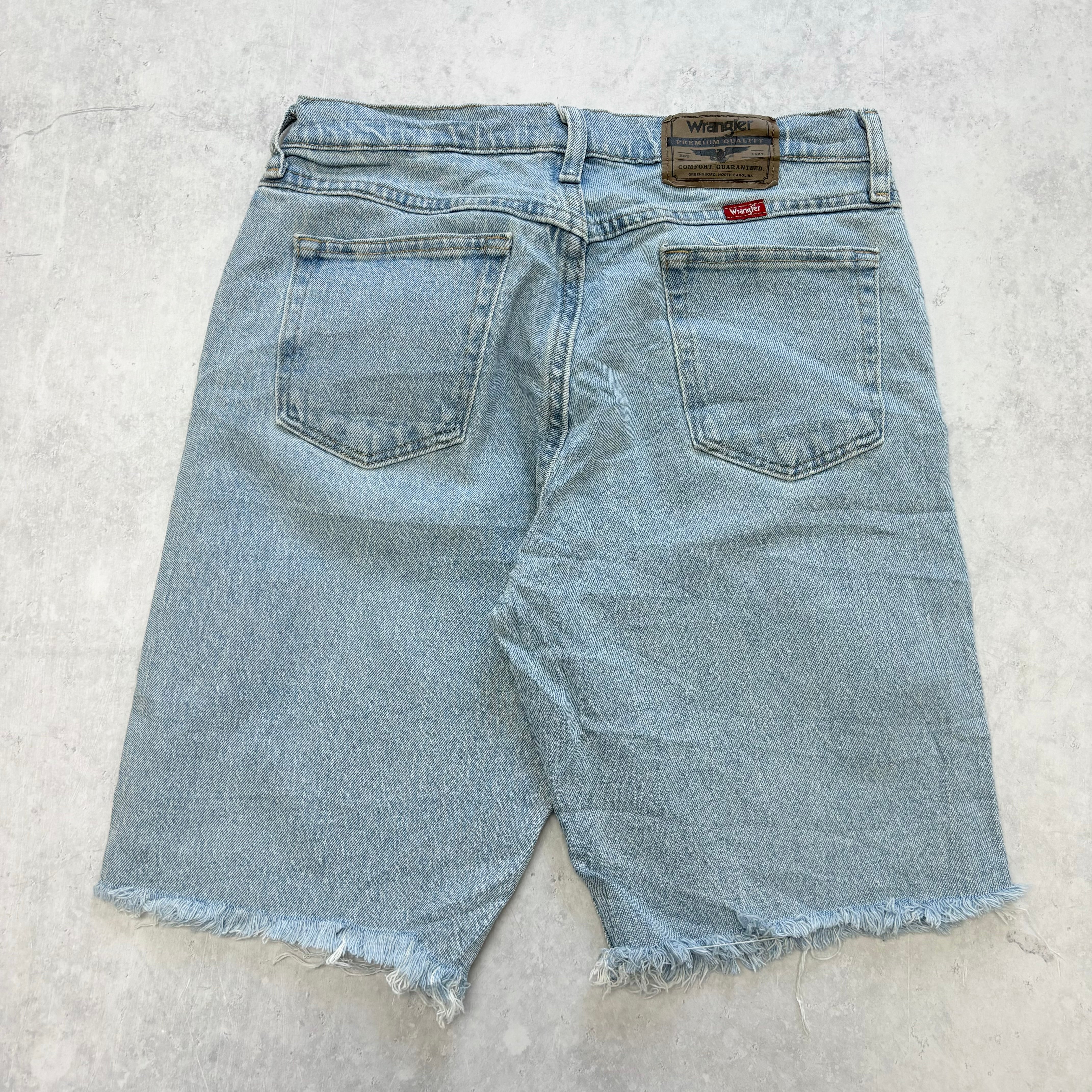 Vintage Wrangler Jorts W30 Mens Denim Shorts Light Blue Regular Fit