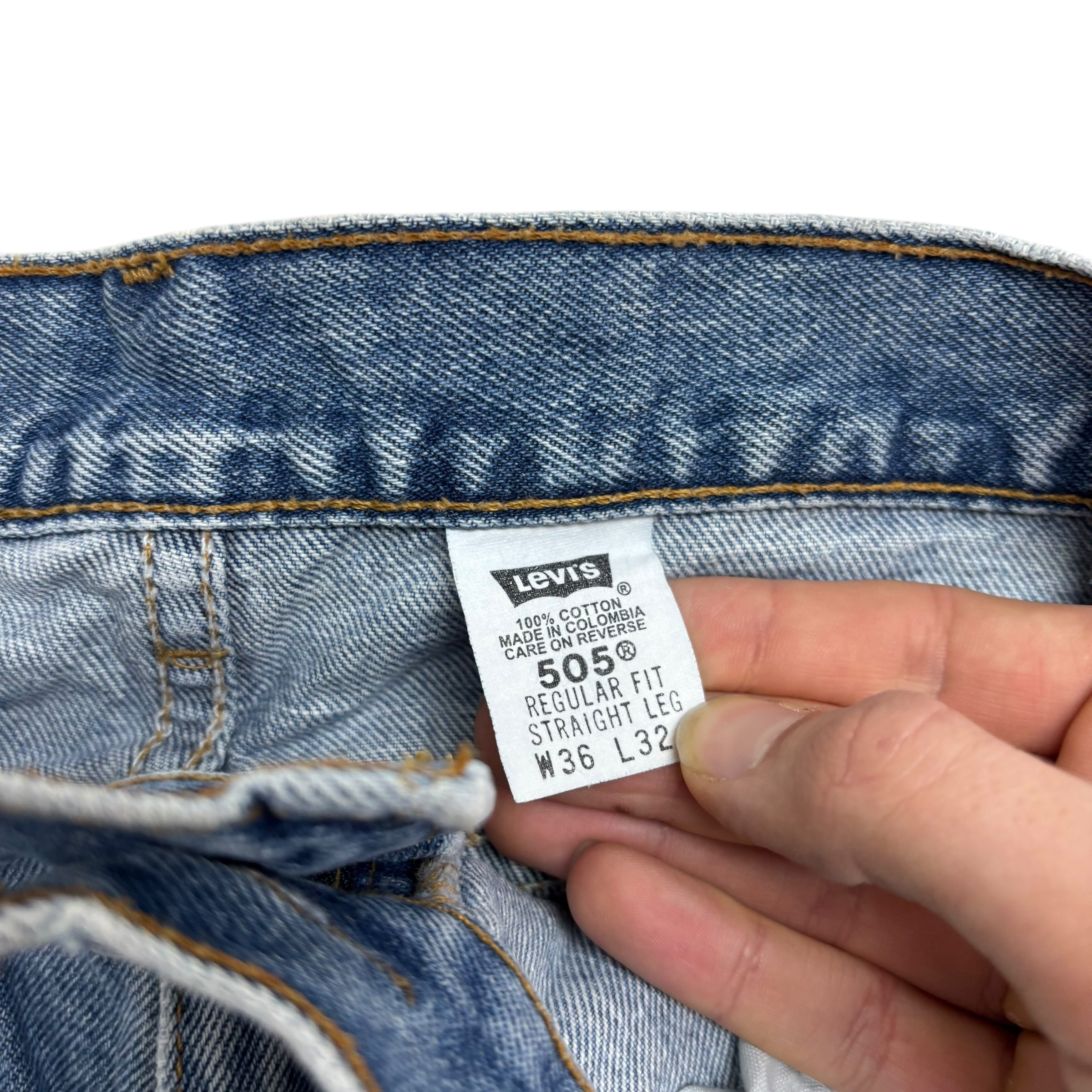 Levis 505 Jeans W36 L32 Mens Light Blue Regular Straight Fit Vintage Denim