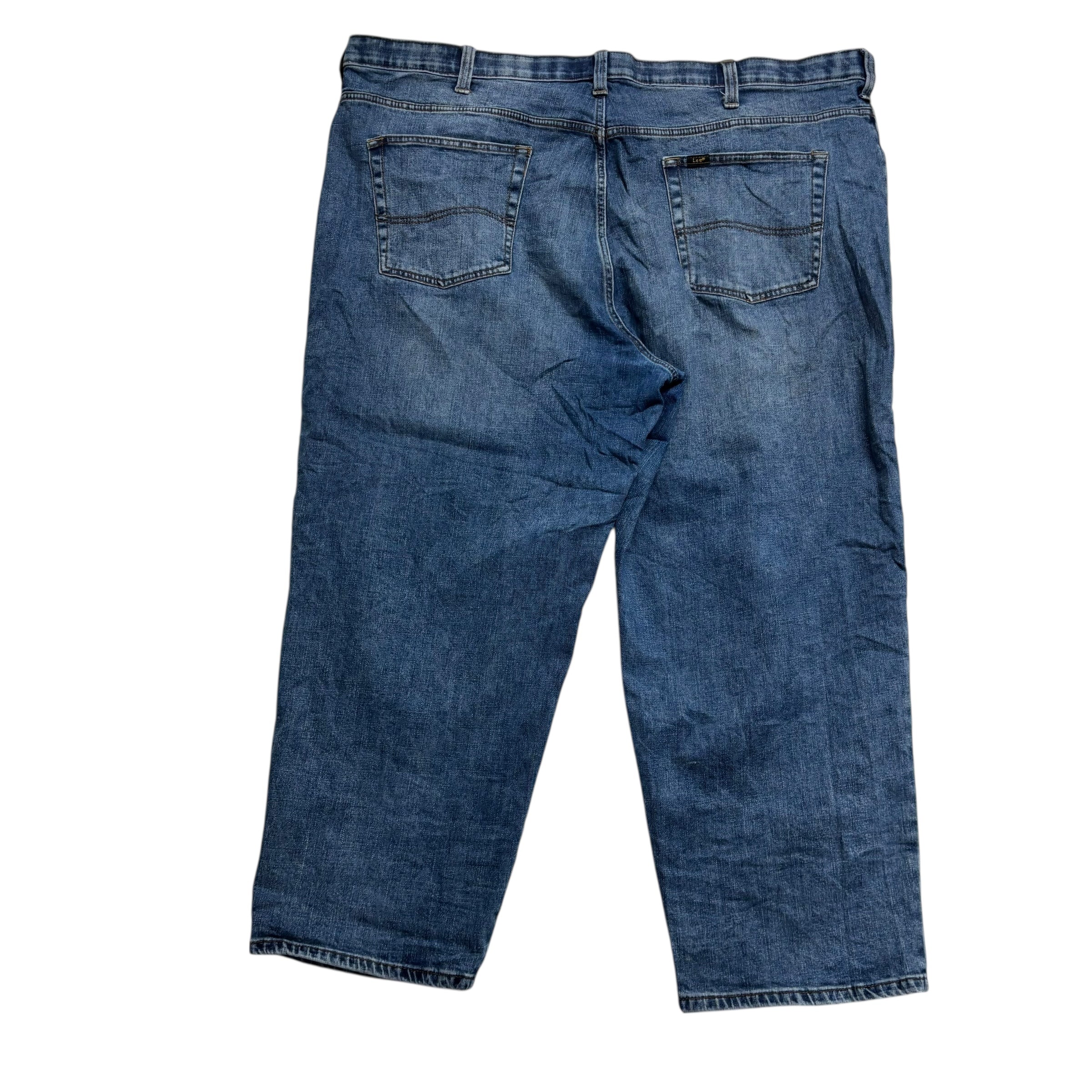 Lee Jeans W48 L28 Mens Mid Blue Relaxed Straight Fit Stretch Denim