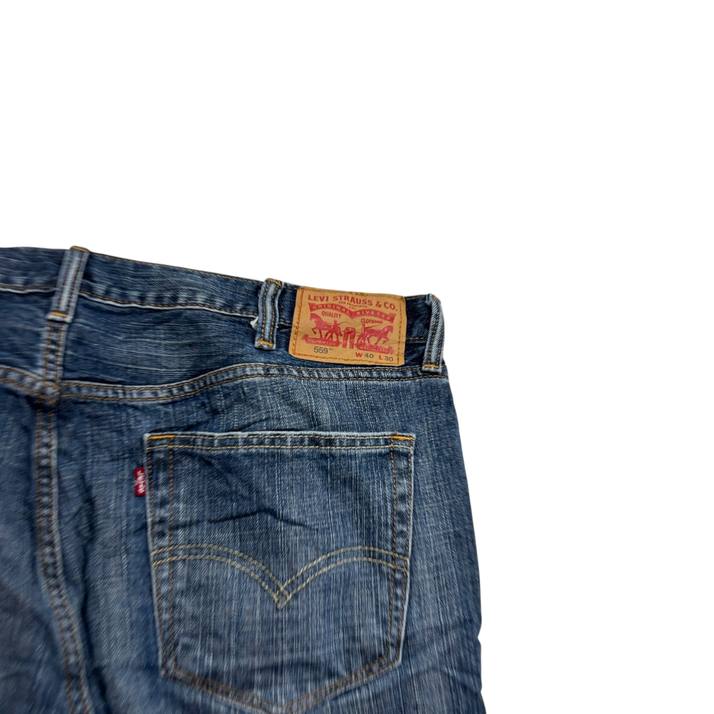 Levis 559 Jeans W40 L30 Mens Dark Blue Baggy Relaxed Straight Fit Denim (E)