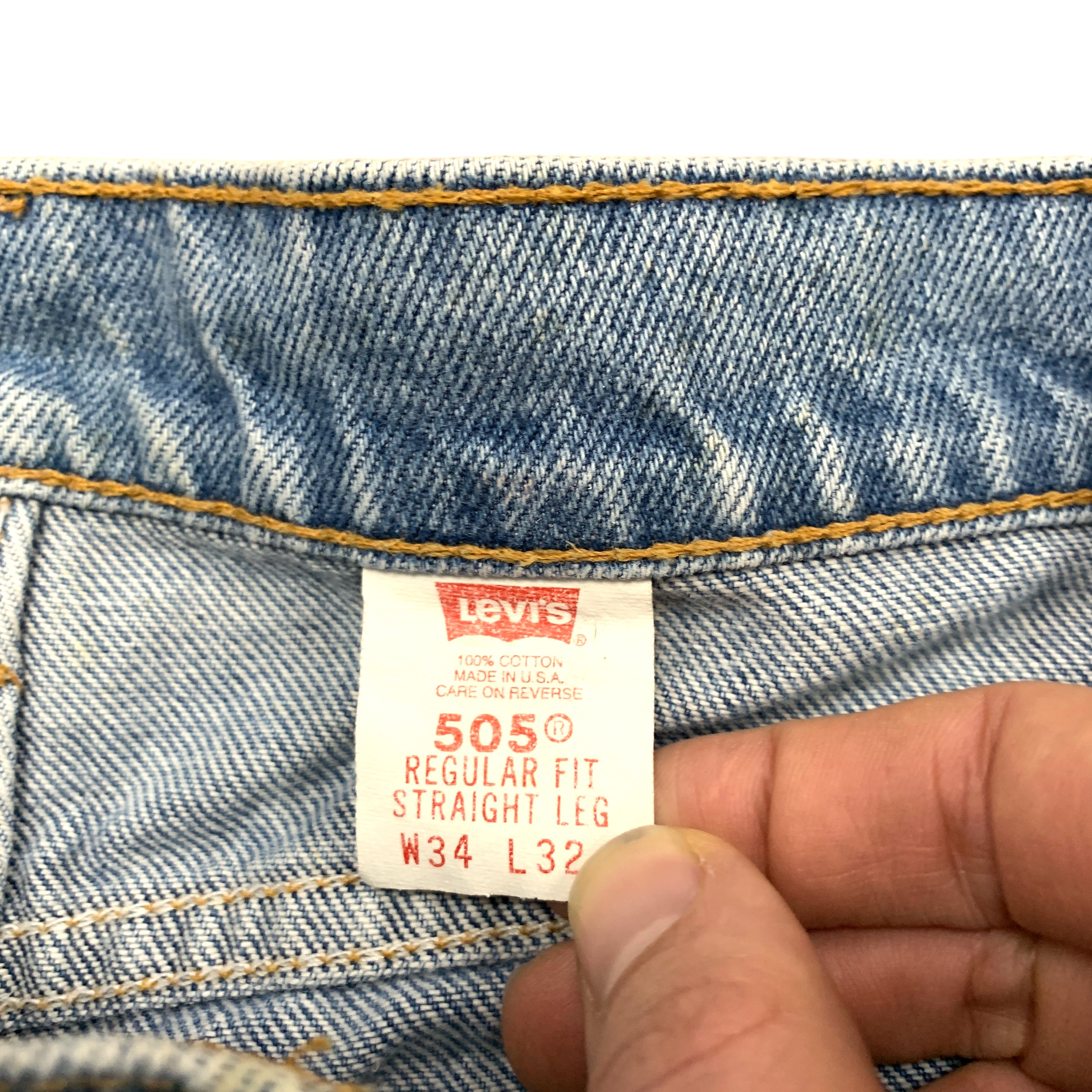 Levis 505 Jeans W34 L32 Mens Blue Vintage Regular Straight Fit Made In USA 90s Denim