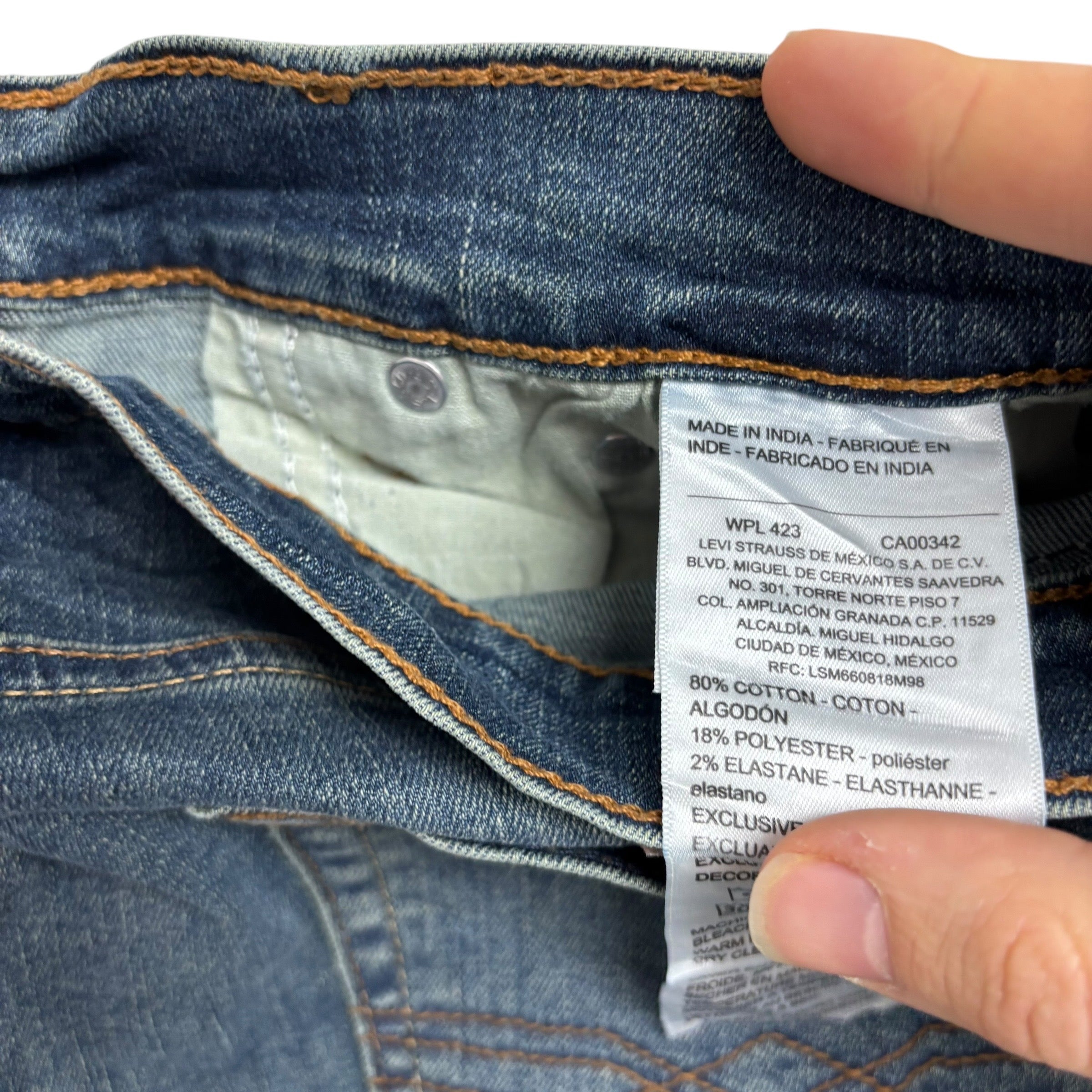 Levis Denizen Jeans W30 L30 Mens Mid Blue Slim Fit Stretch Denim (E)