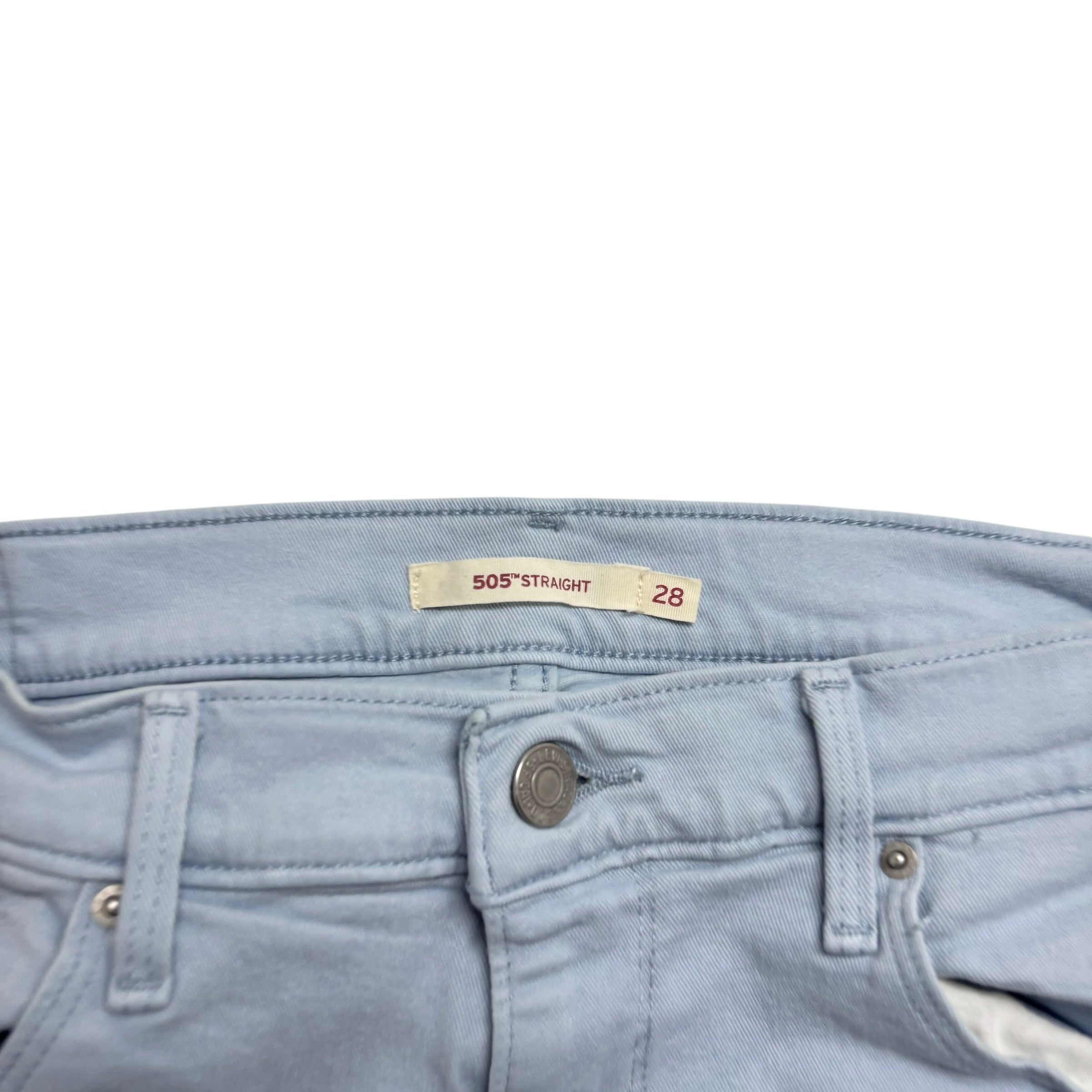 Levis 505 Trousers W28 L32 Womens Regular Straight Fit Blue Stretch Pants (E)