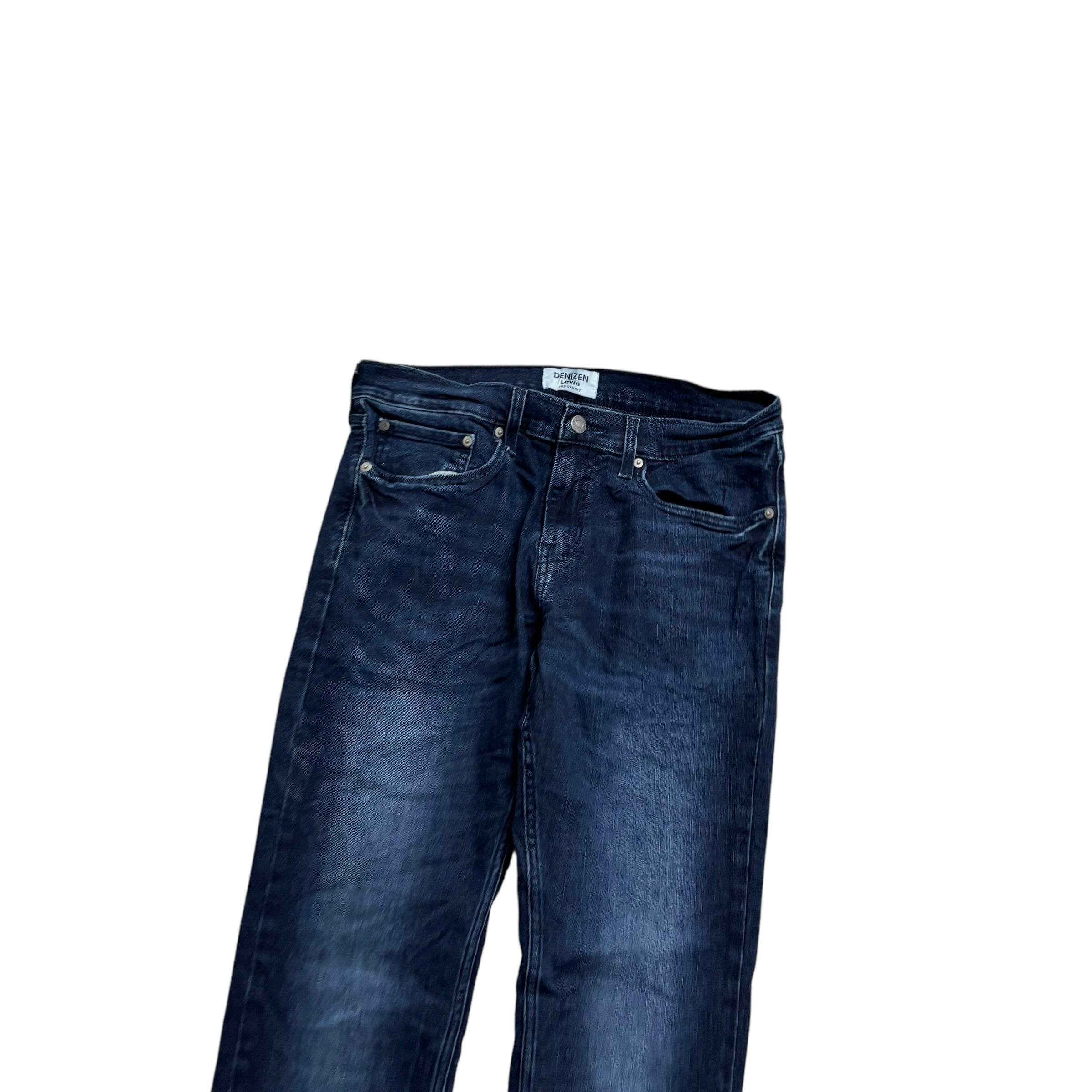 Levis Denizen Jeans W32 L32 Mens Navy Blue Skinny Fit Stretch Denim (E)