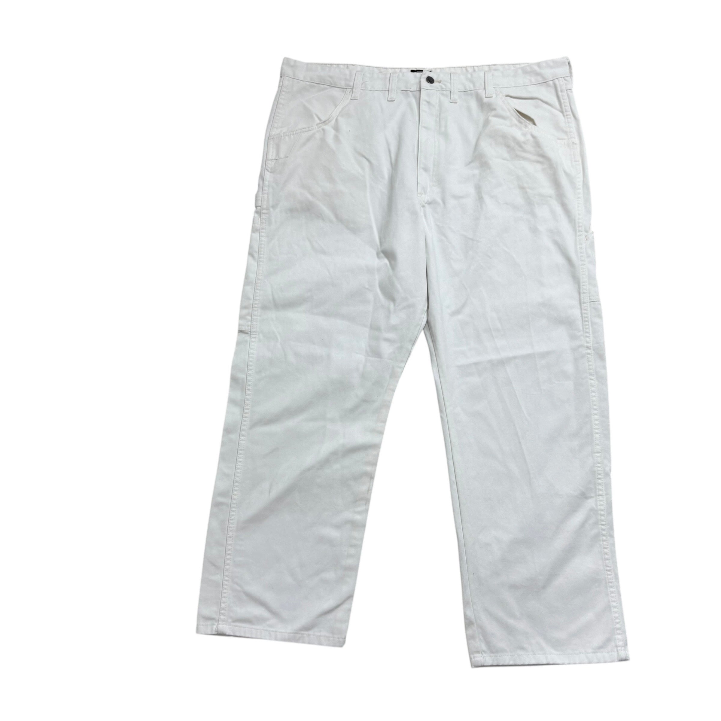 Wrangler Carpenter Pants W44 L30 Mens White Relaxed Straight Fit Trousers