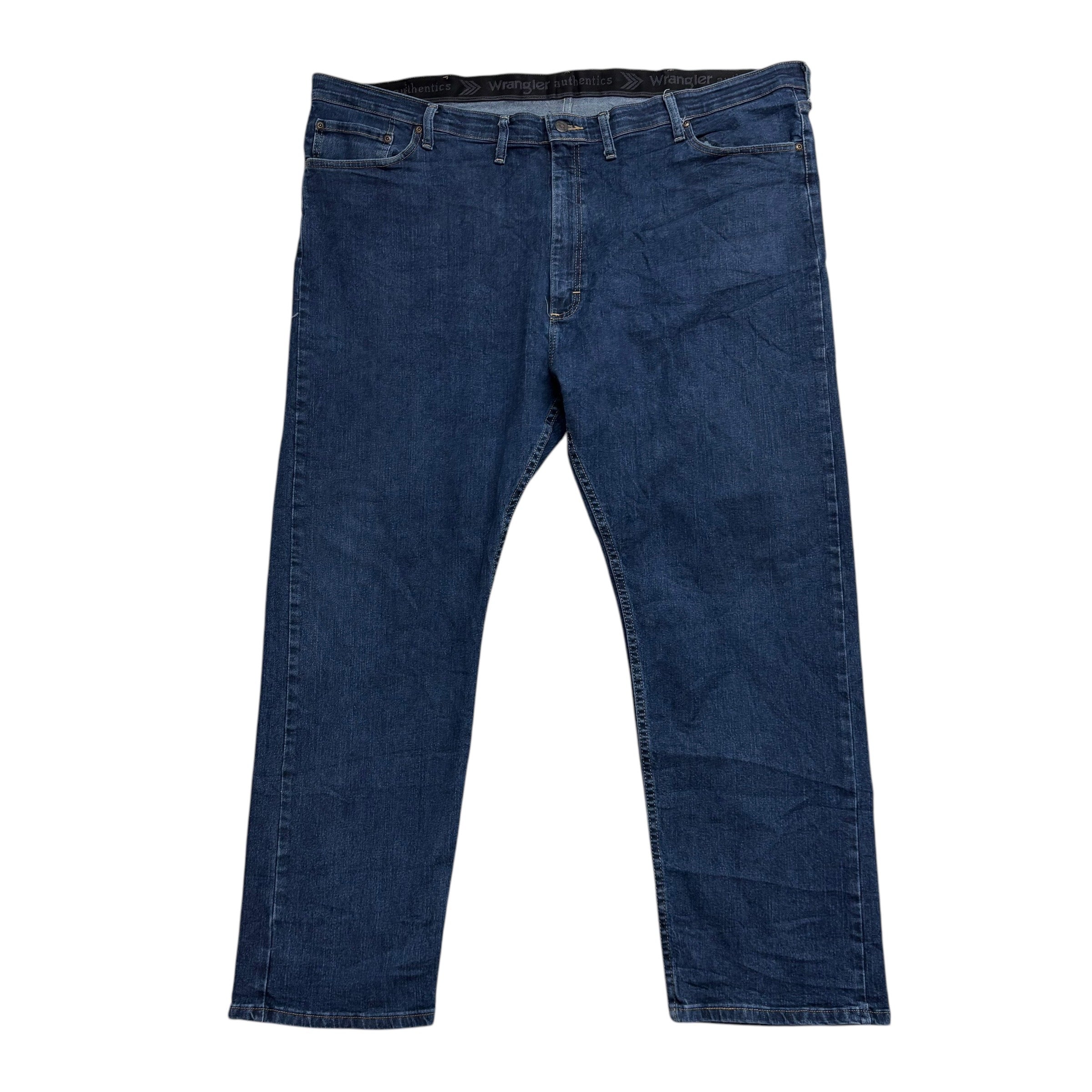 Wrangler Jeans W48 L30 Mens Dark Blue Regular Straight Fit Stretch Denim (E)