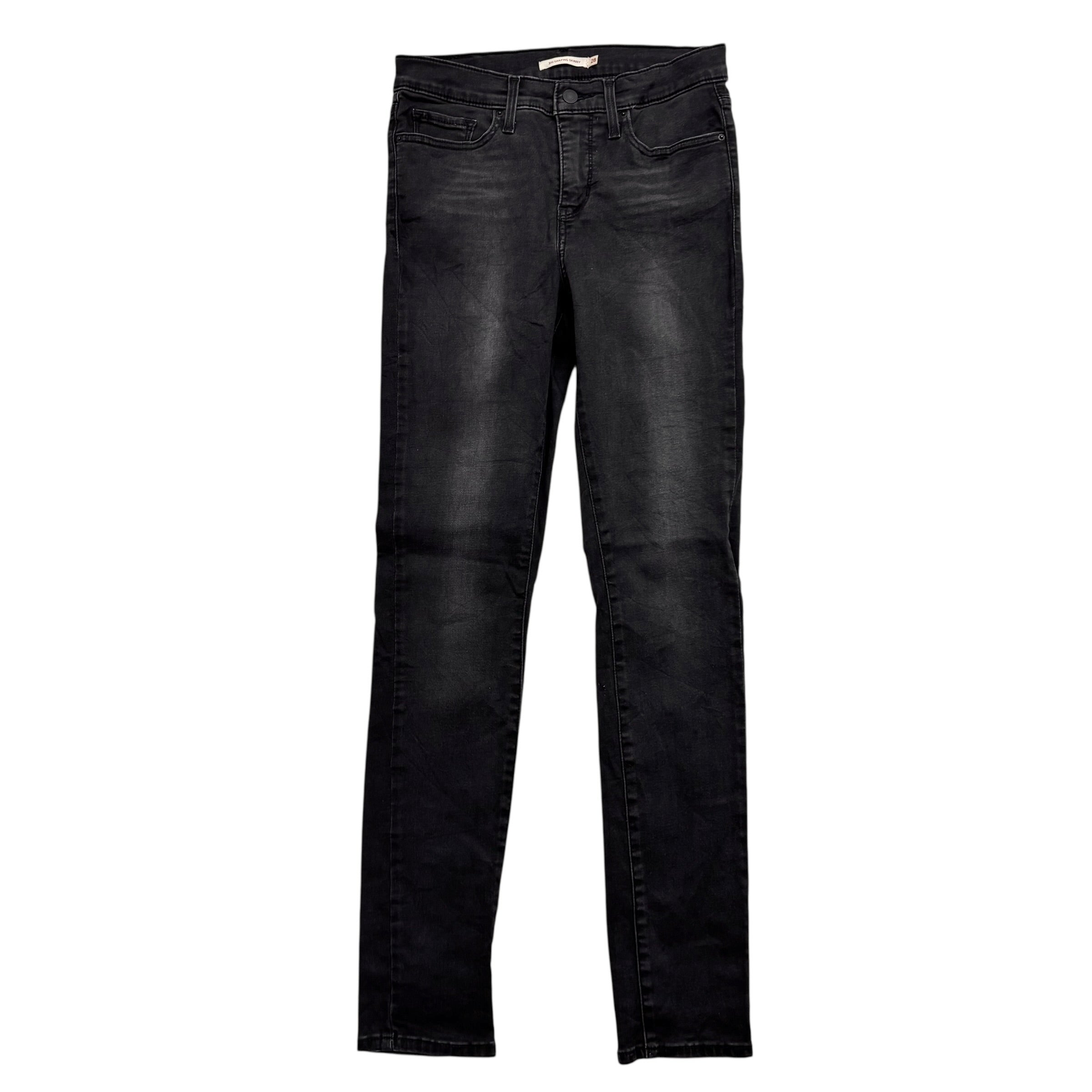 Levis 311 Jeans W28 L32 Womens Shaping Skinny Black Stretch Denim (E)
