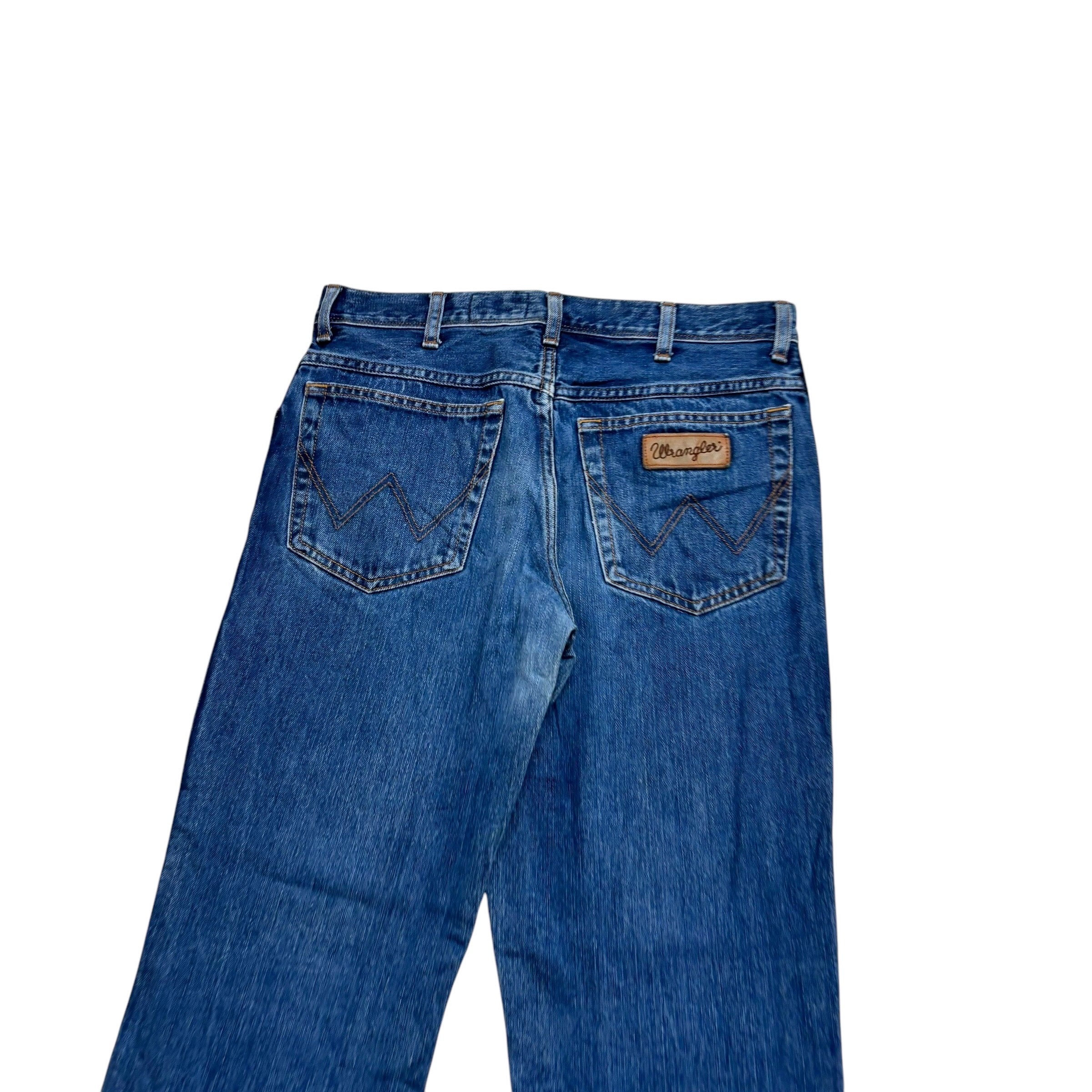 Wrangler Texas Jeans W32 L32 Mens Mid Blue Regular Straight Fit Denim (E)