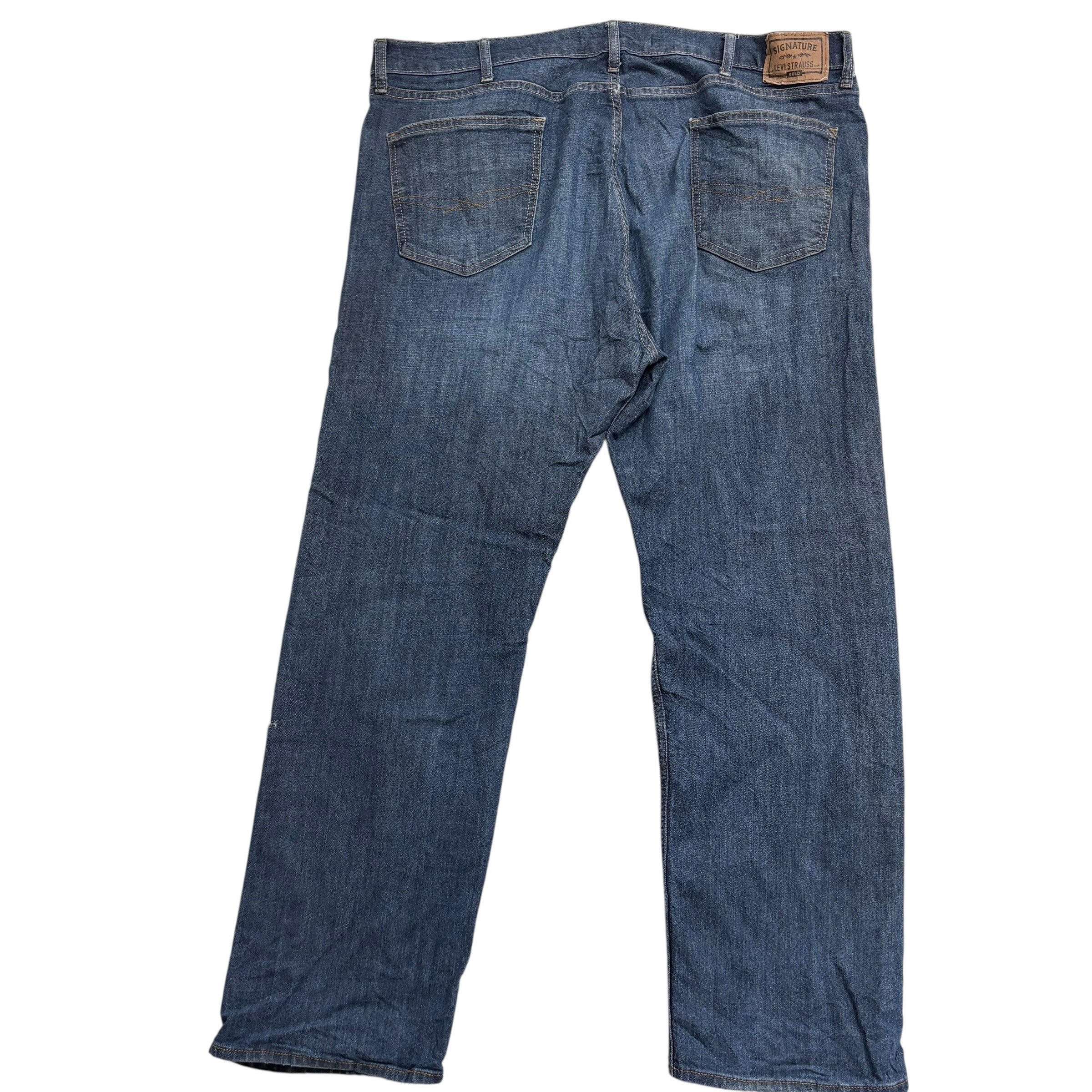 Levis Signature Jeans W44 L31 Mens Dark Blue Regular Straight Stretch Denim