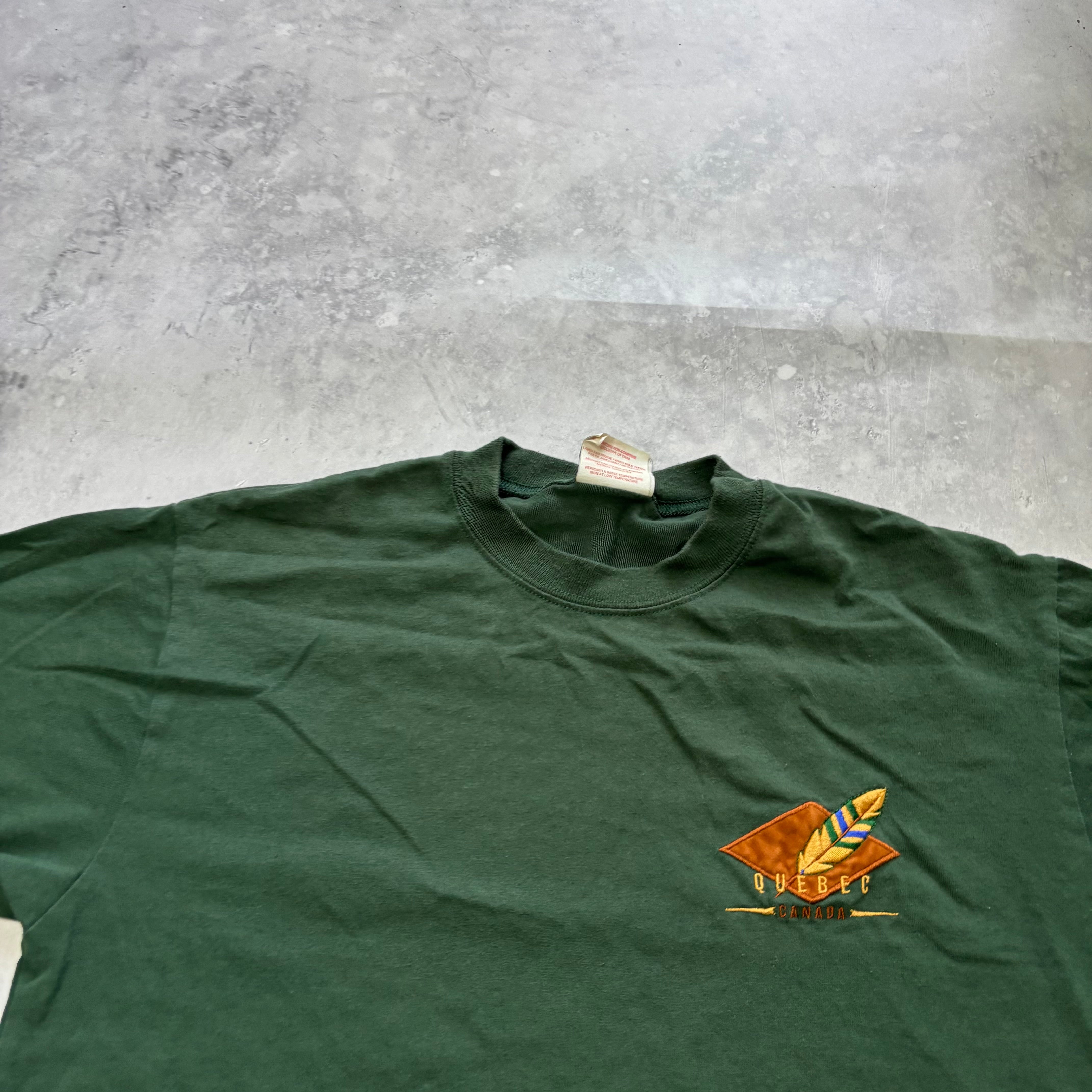 Vintage T Shirt Mens Medium Green Single Stitch Graphic Print 90s Tourist (E)