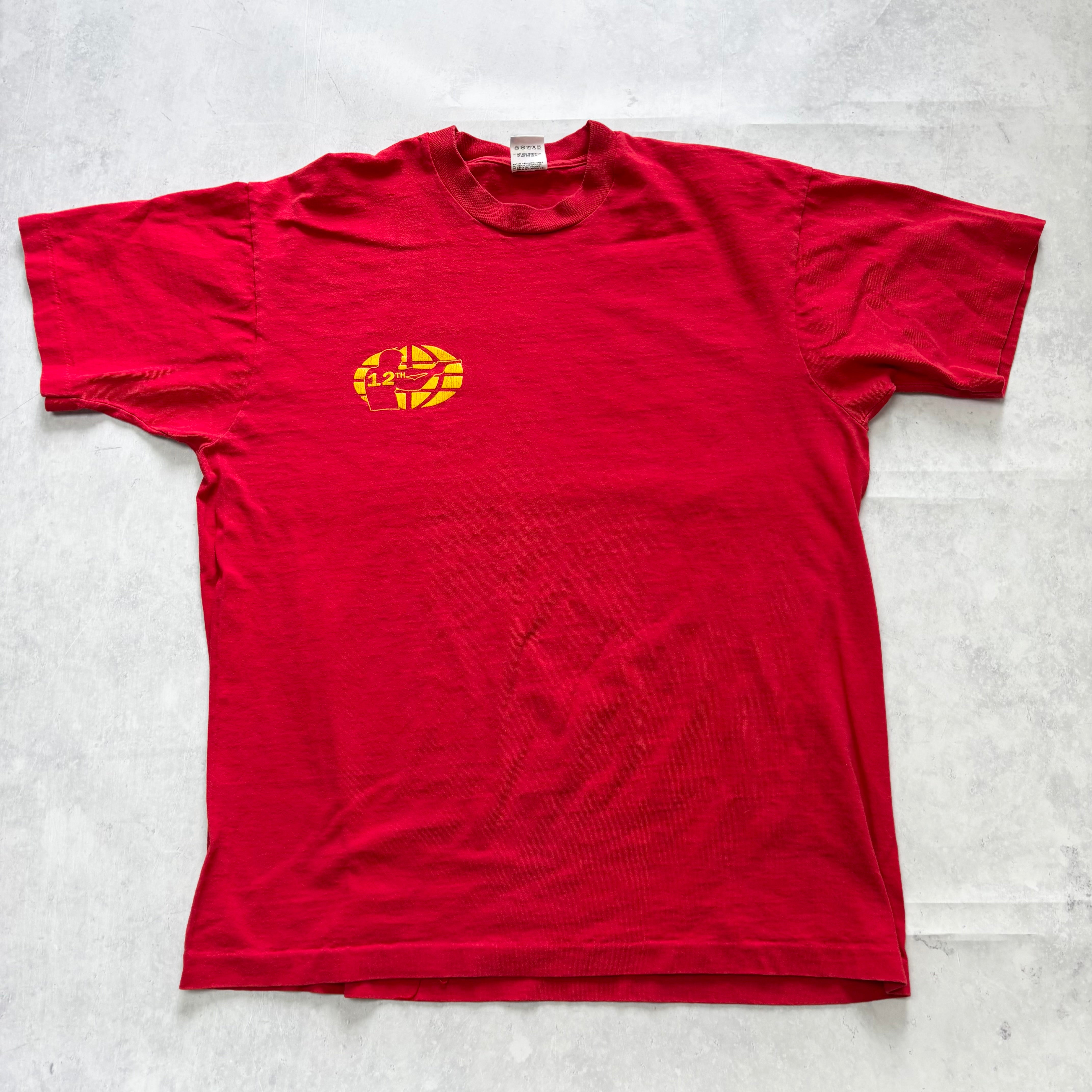 Vintage T Shirt Mens Large Red Single Stitch Graphic Print 90s USA (E)