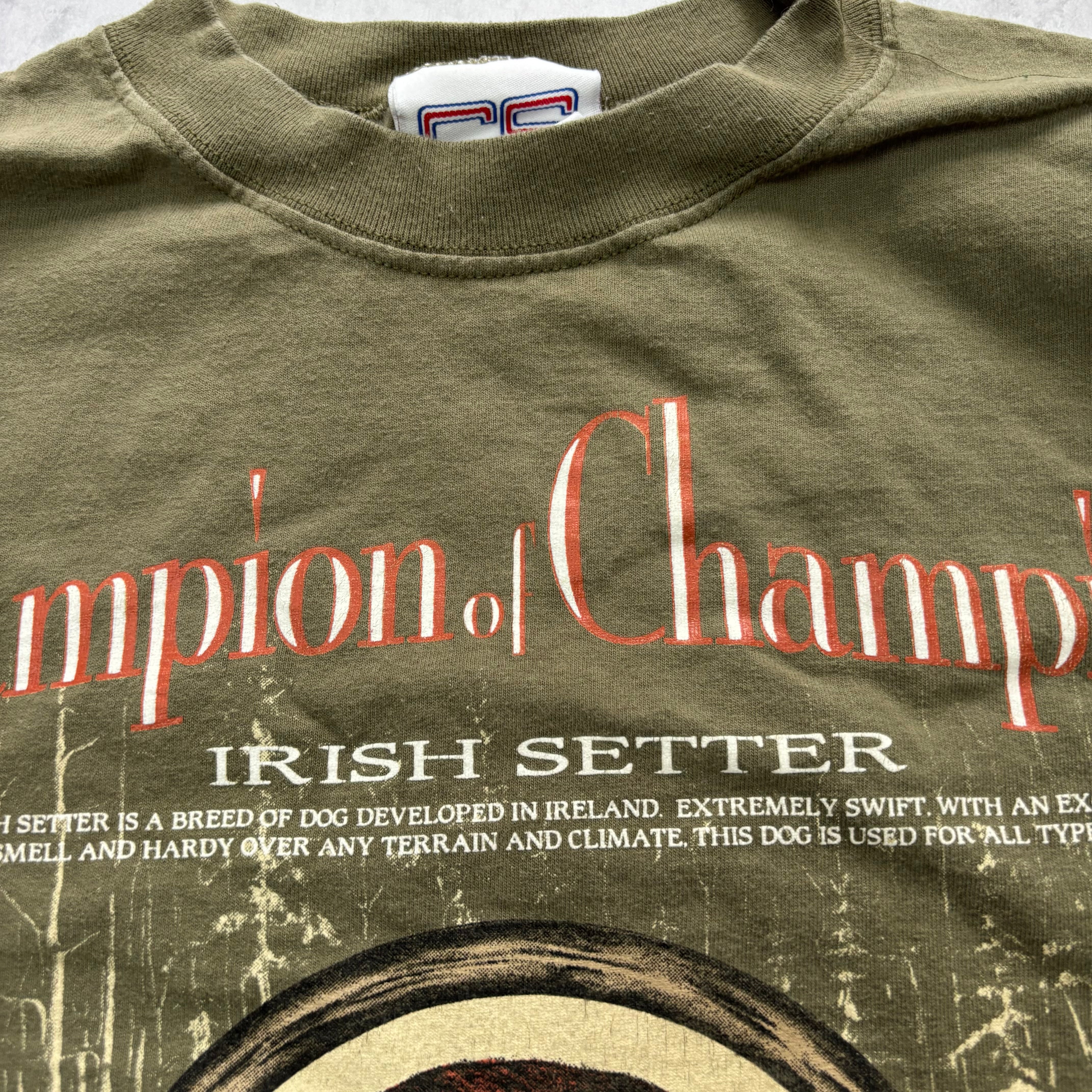 Vintage T Shirt Mens XL Green Single Stitch Graphic Print 90s Dogs