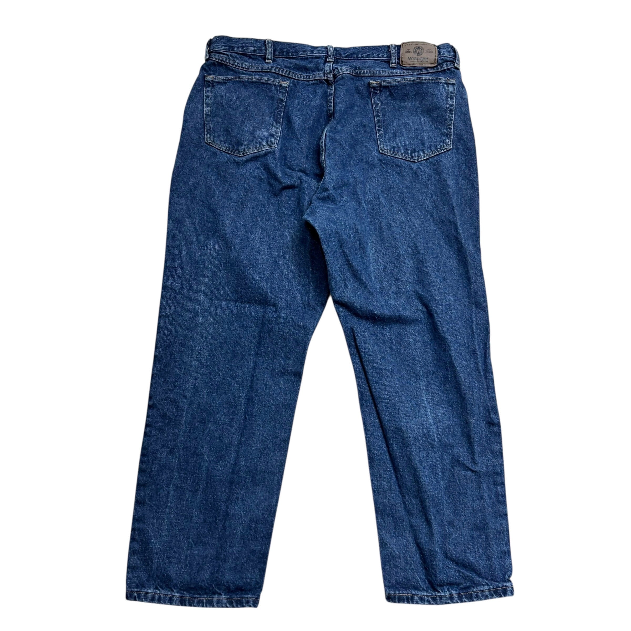 Wrangler Jeans W42 L30 Mens Dark Blue Relaxed Straight Fit Vintage Denim (E)
