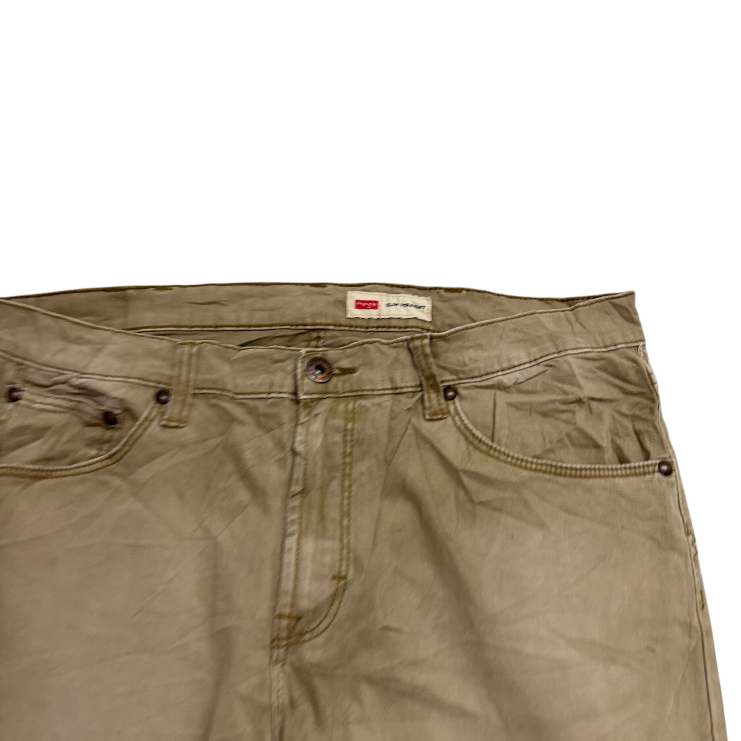 Wrangler Trousers W34 L32 Mens Beige Slim Straight Fit Stretch Cotton Pants