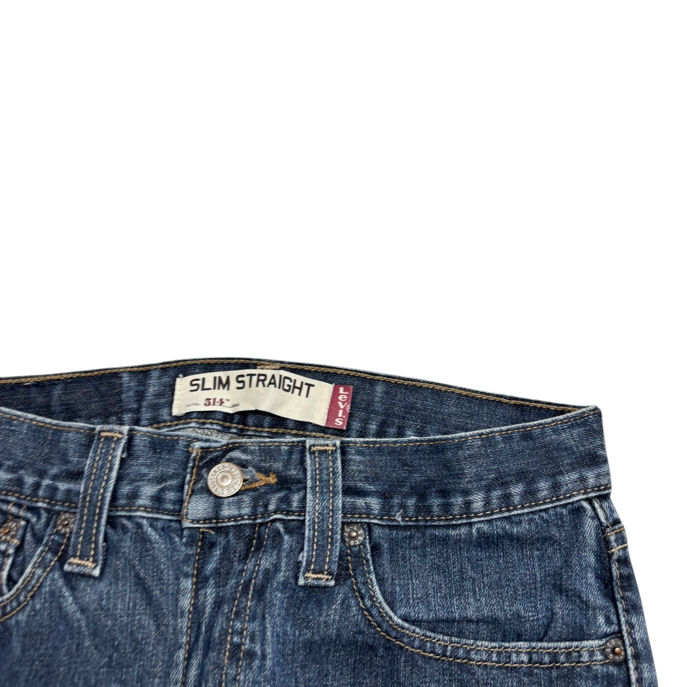 Levis 514 Jeans W28 L30 Mens Dark Blue Slim Straight Fit Vintage Denim (E)