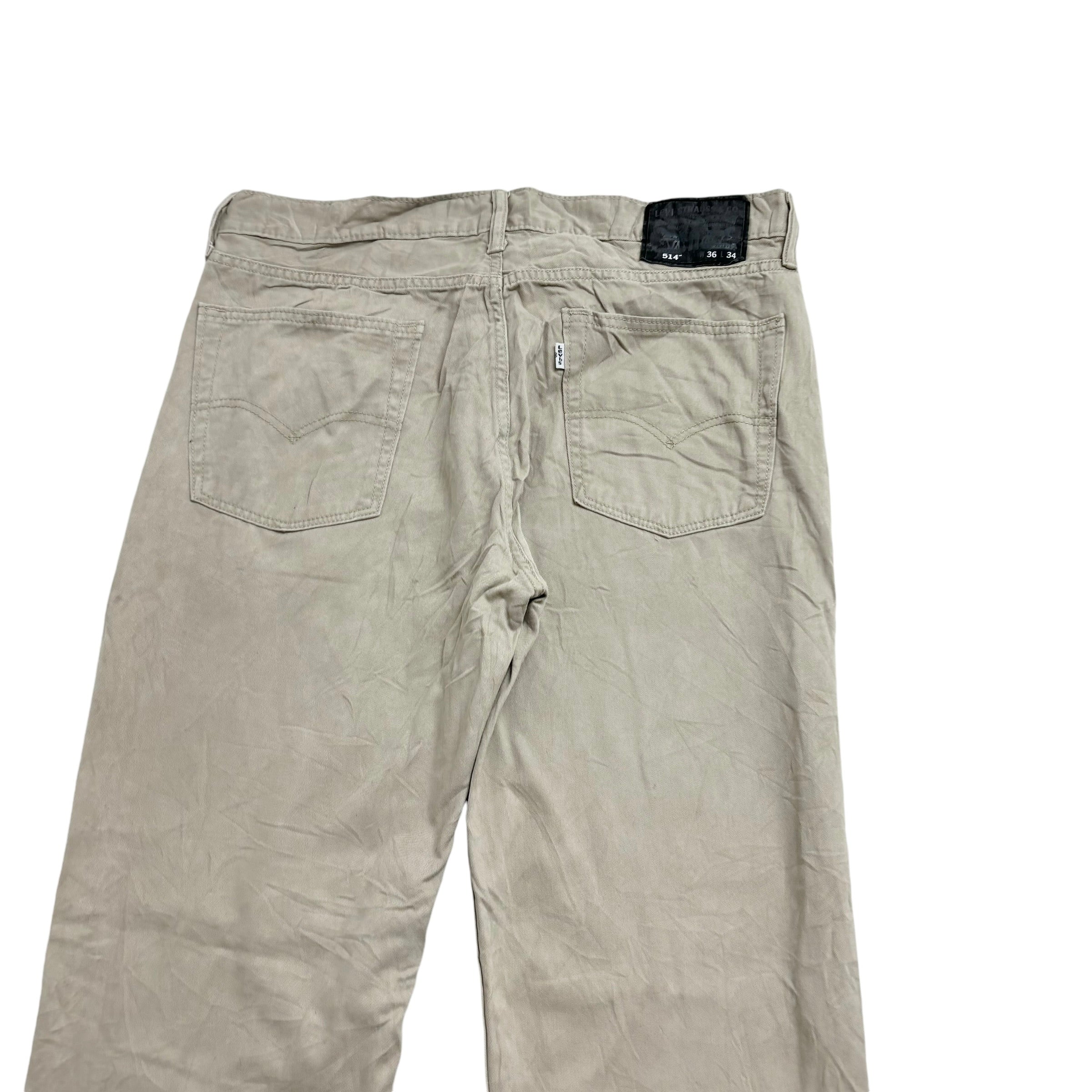 Levis 514 Trousers W36 L34 Mens Cream Regular Straight Fit Cotton Pants