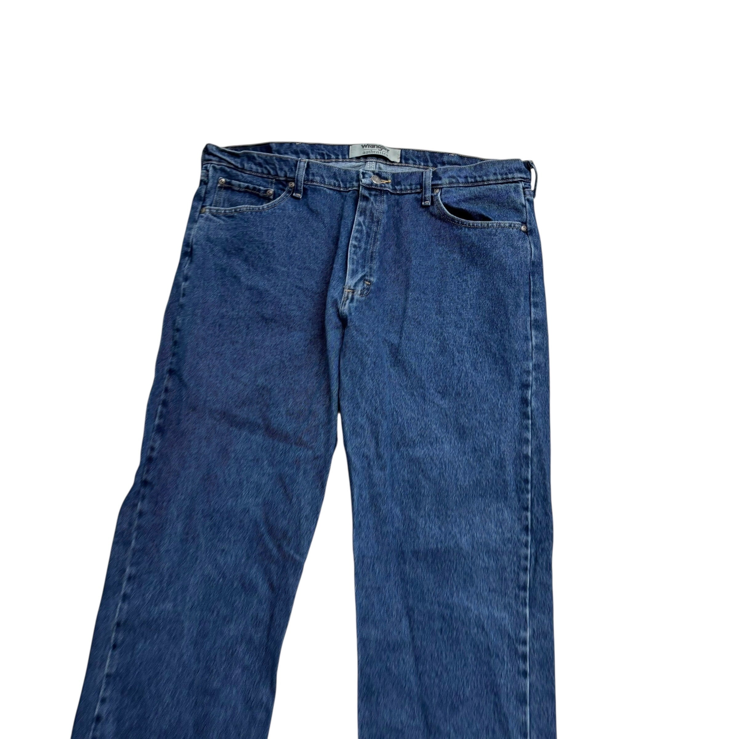 Wrangler Jeans W40 L32 Mens Mid Blue Relaxed Straight Fit Denim (E)